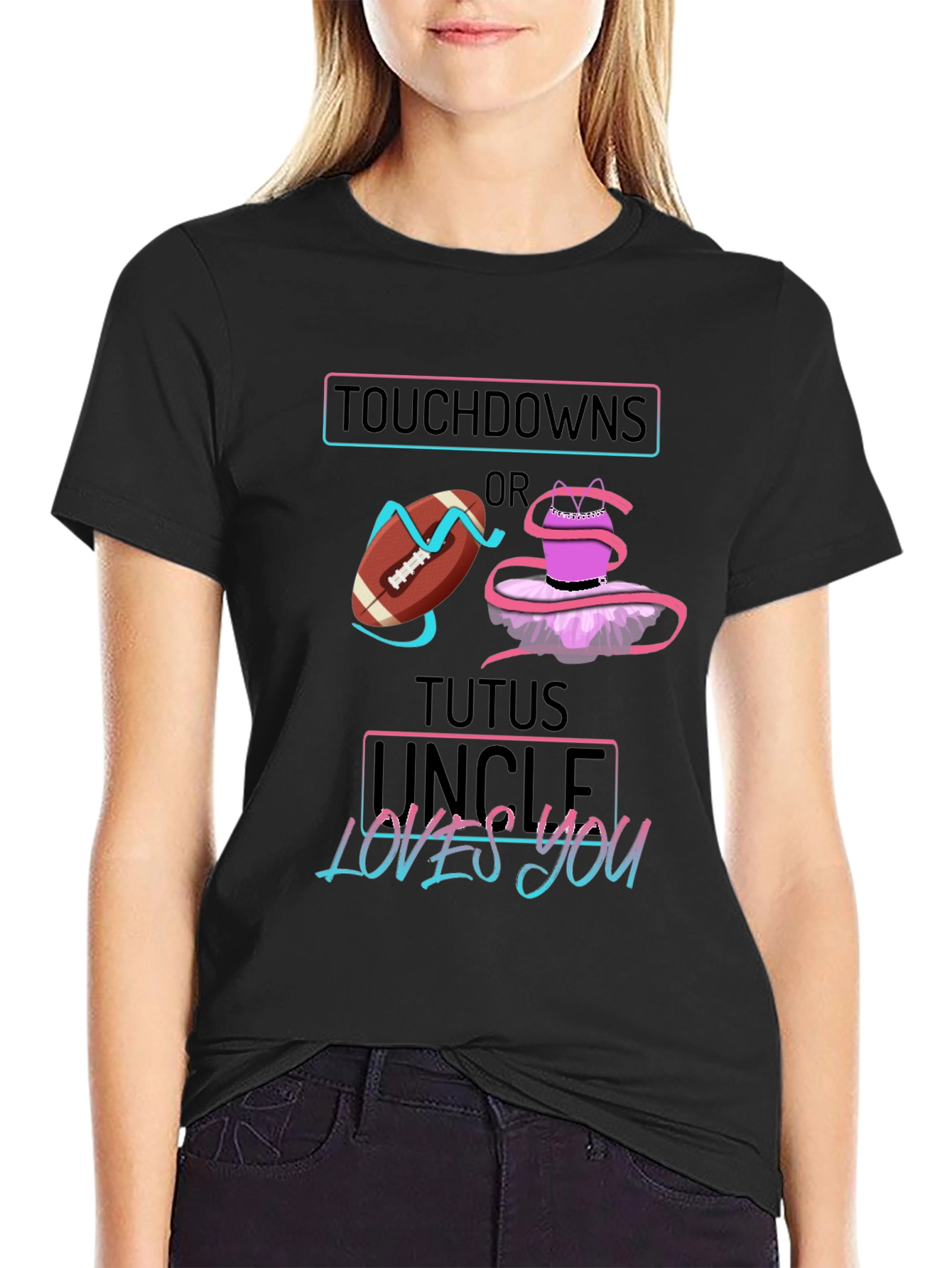 Touchdowns or Tutus Uncle Loves You Graphic T-Shirt