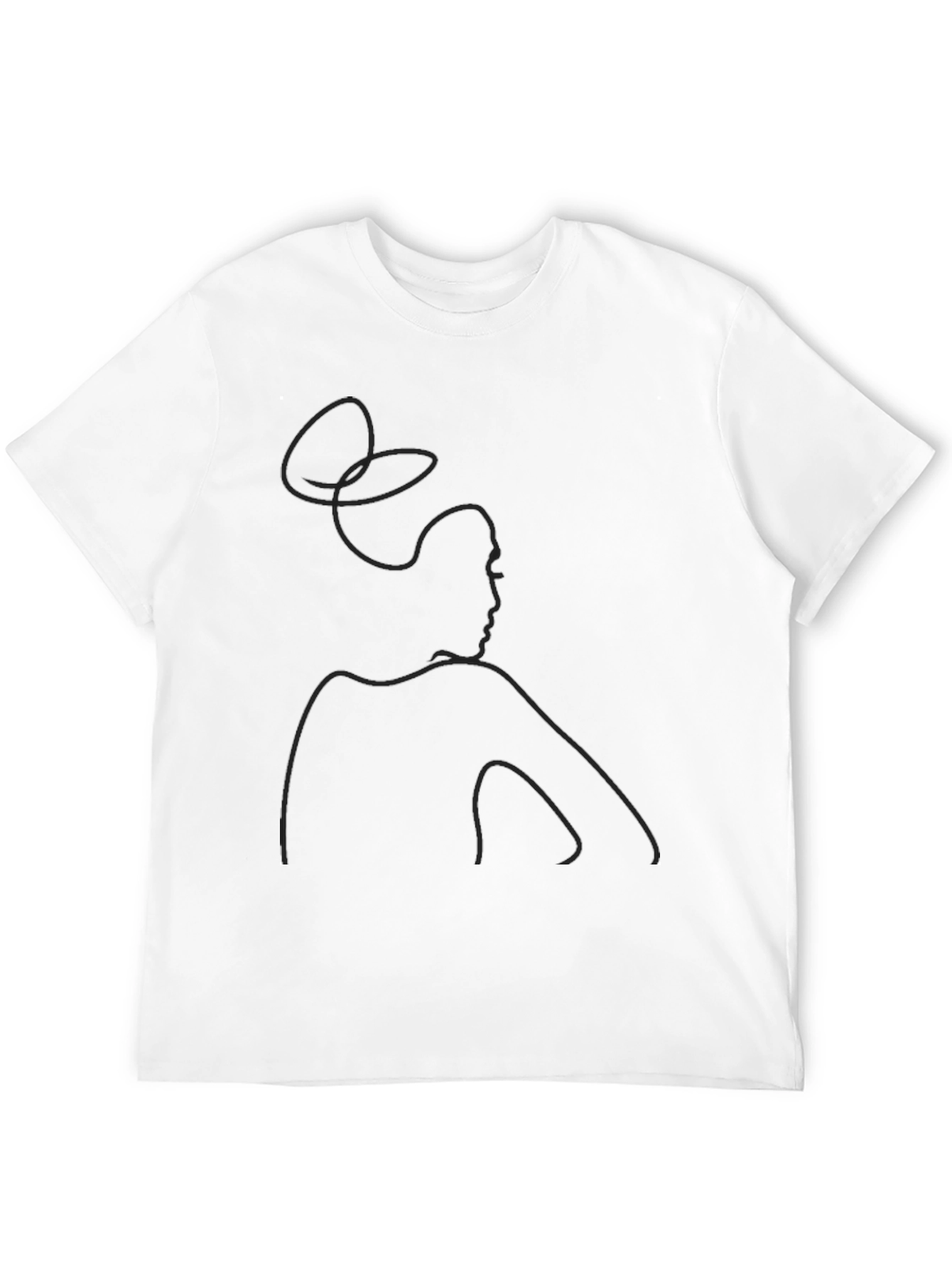 Minimalist Woman Line Art Black T-Shirt