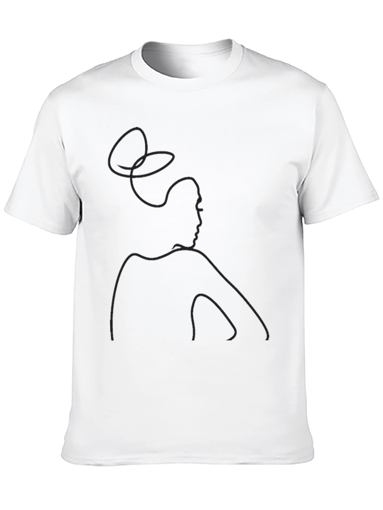 Minimalist Woman Line Art Black T-Shirt