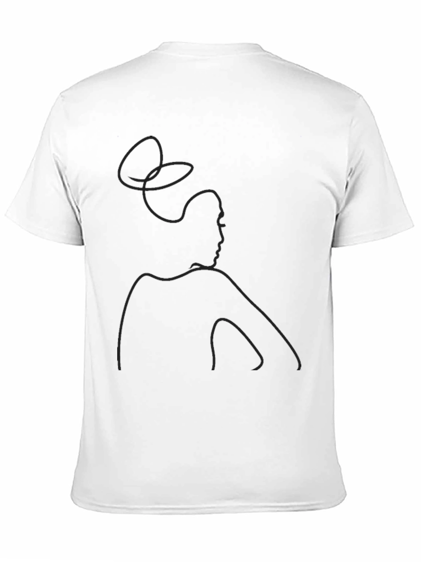 Minimalist Woman Line Art Black T-Shirt