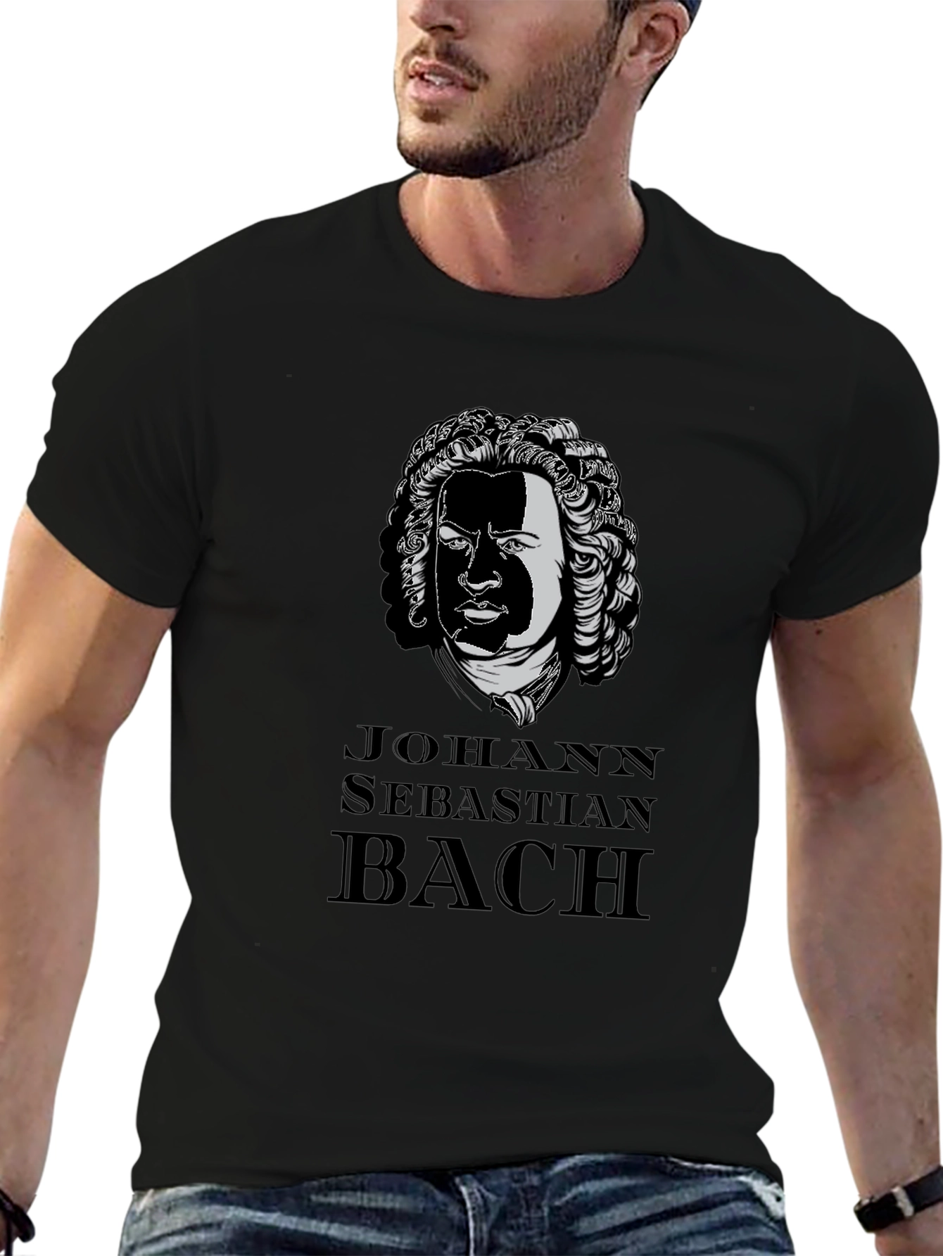 Johann Sebastian Bach Graphic Tee - Black Cotton T-Shirt