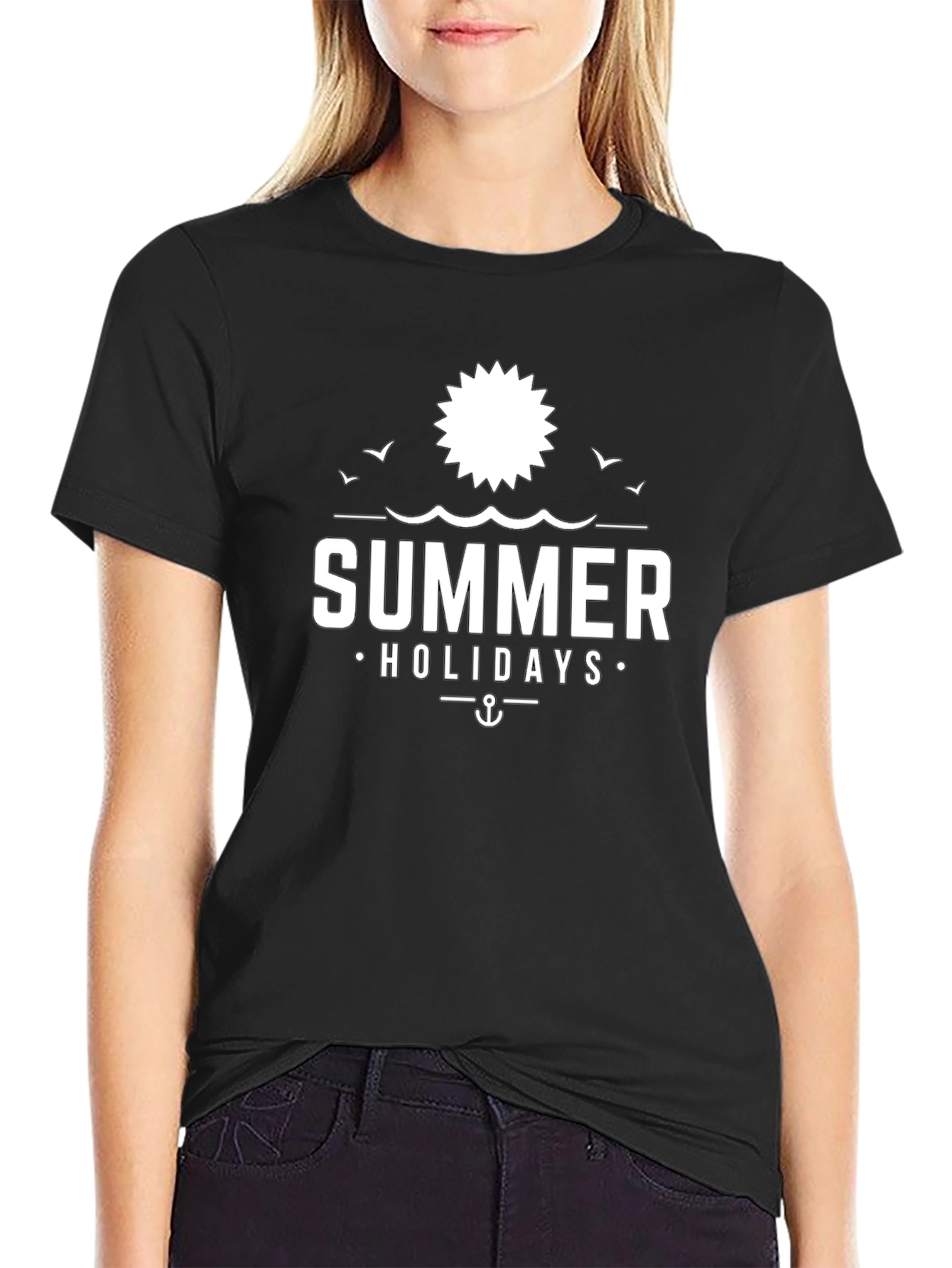 Summer Holidays Black Graphic Tee