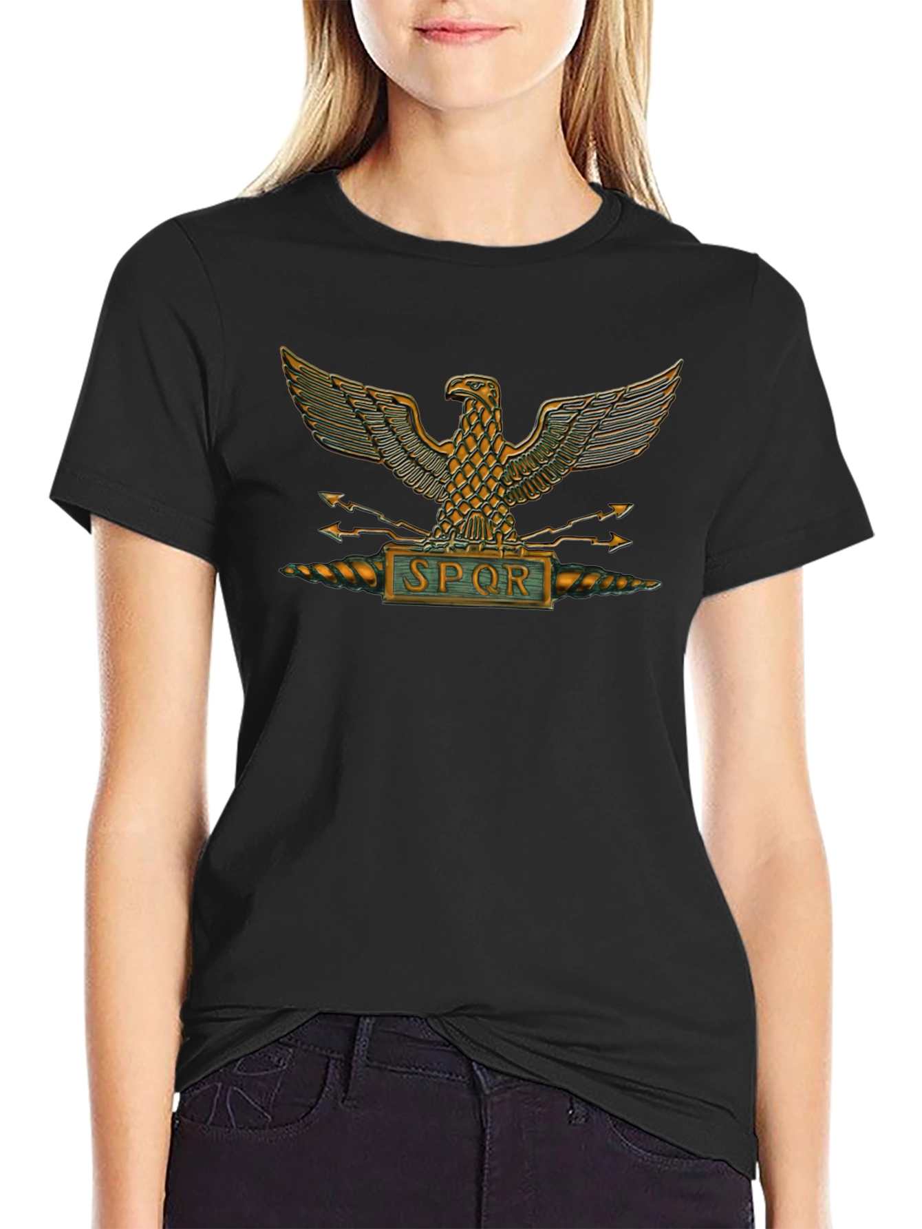SPQR Roman Eagle T-Shirt - Black