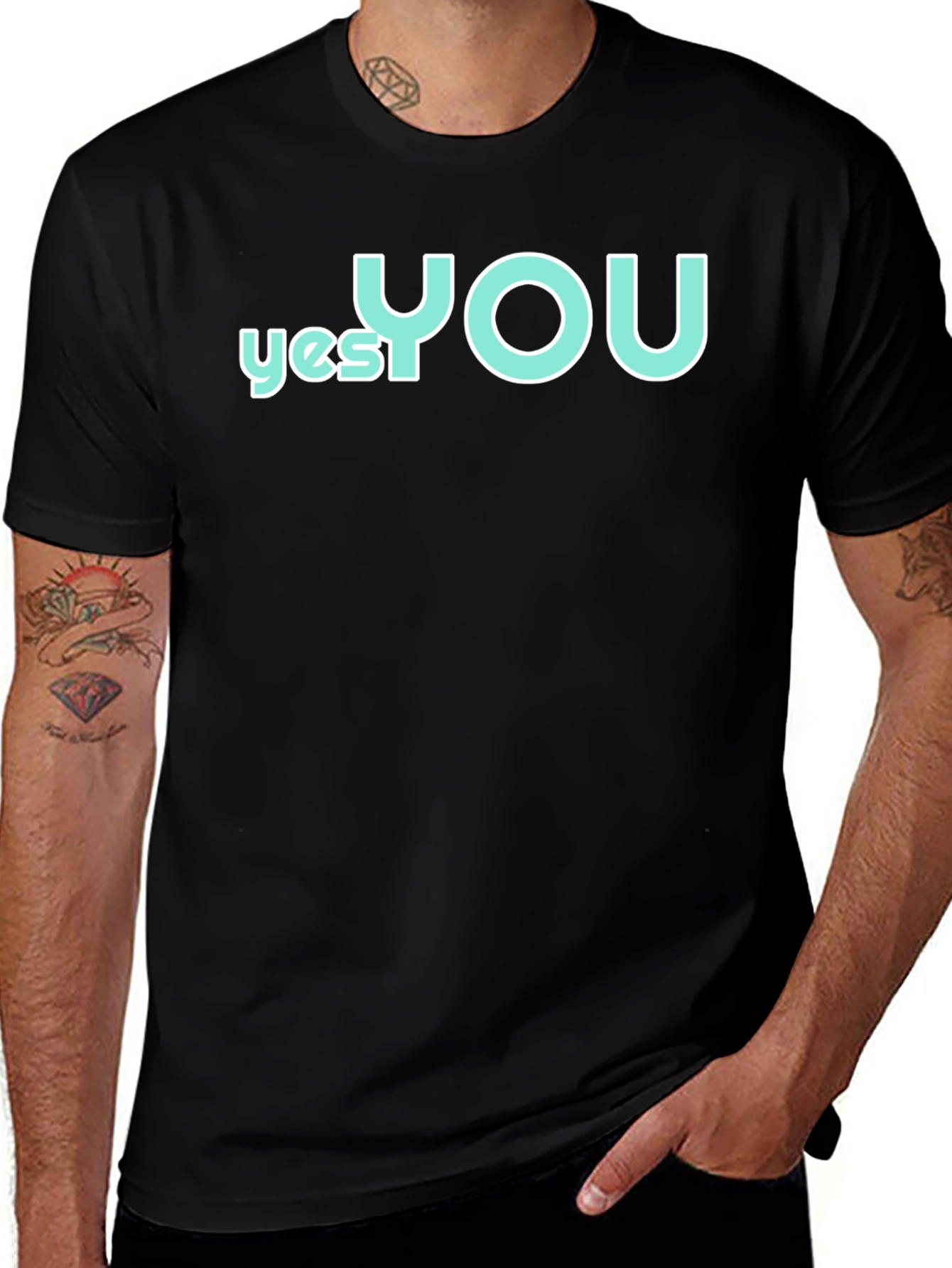 Yes You T-Shirt - Crew Neck - Black