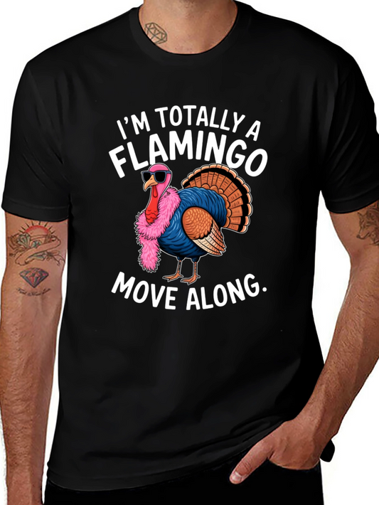 Funny Turkey Flamingo Graphic T-Shirt