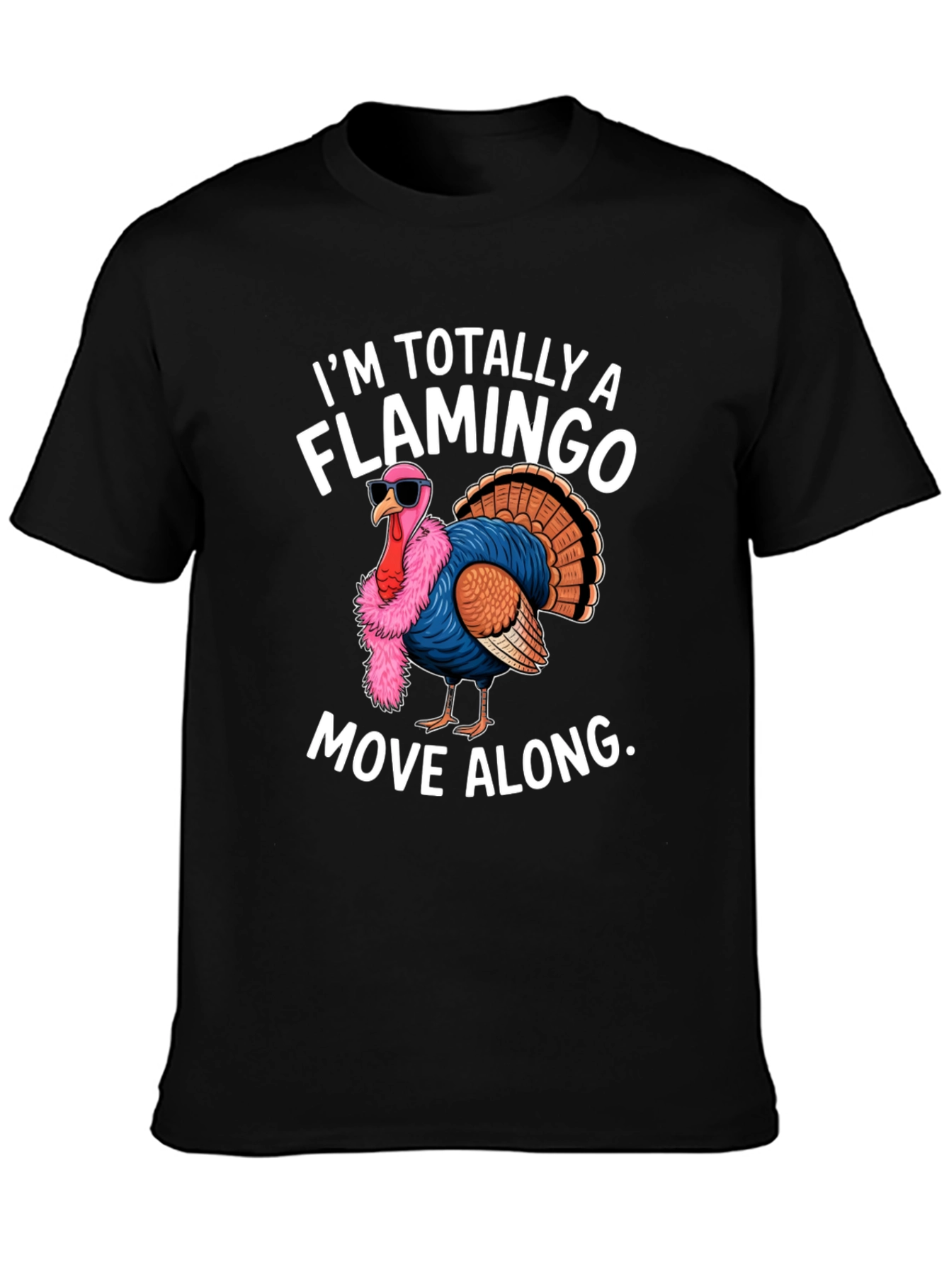 Funny Turkey Flamingo Graphic T-Shirt