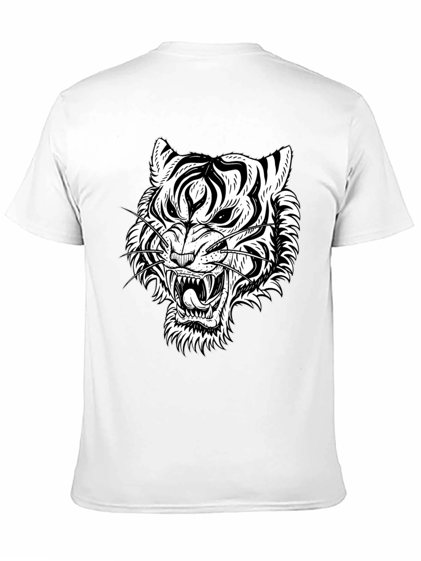 Bold Tiger Graphic Tee - Black Cotton T-Shirt