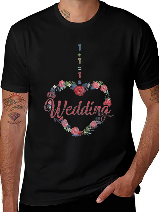 Floral Heart Wedding T-Shirt - Unique Design
