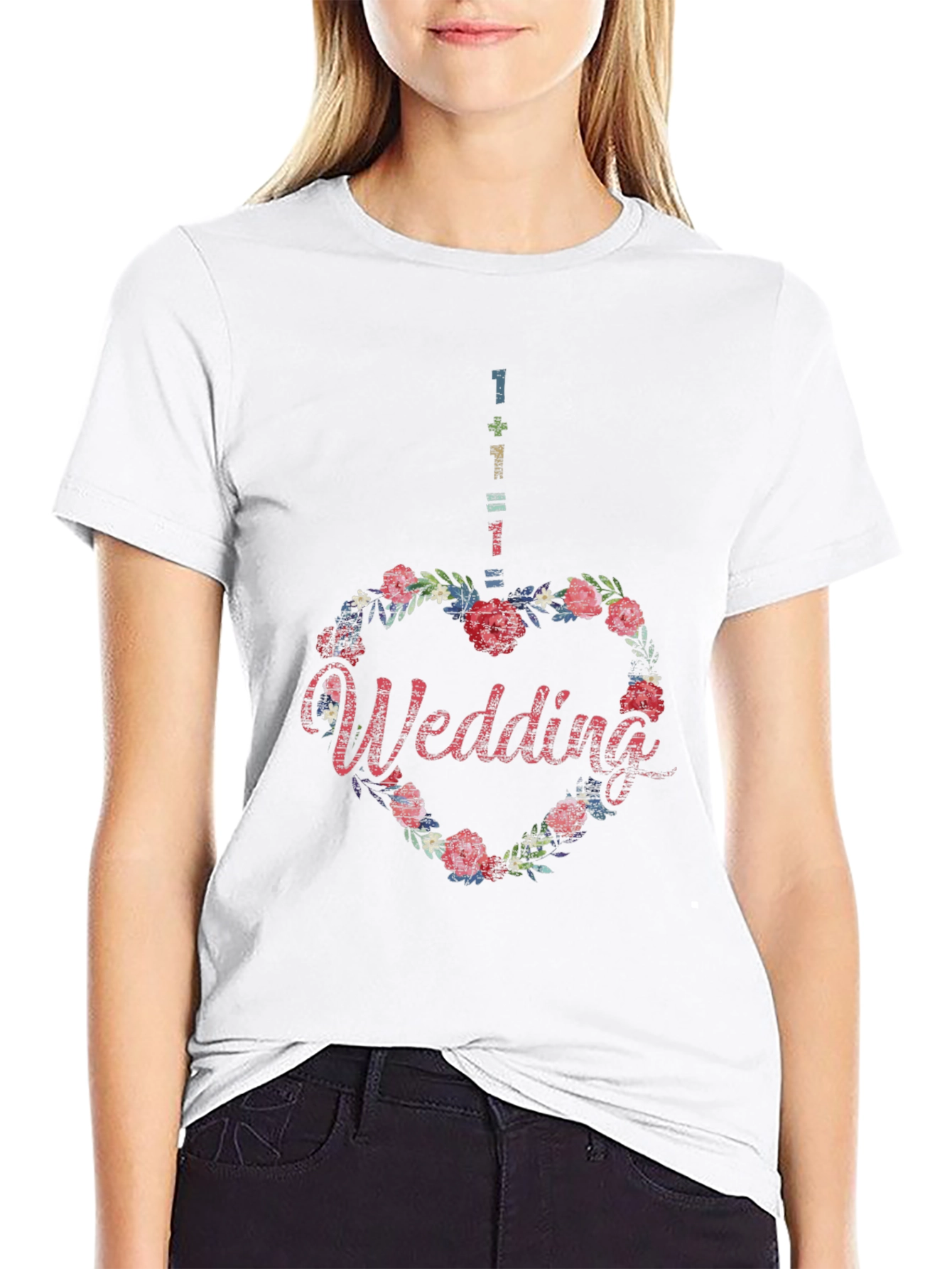 Floral Heart Wedding T-Shirt - Unique Design