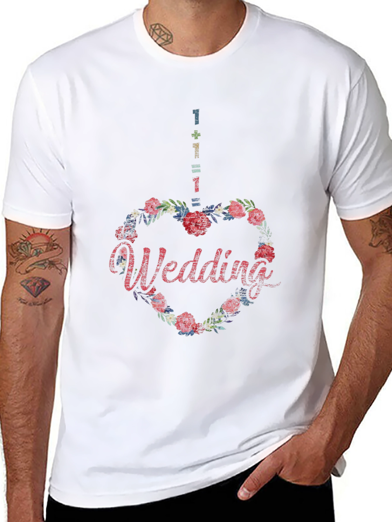 Floral Heart Wedding T-Shirt - Unique Design