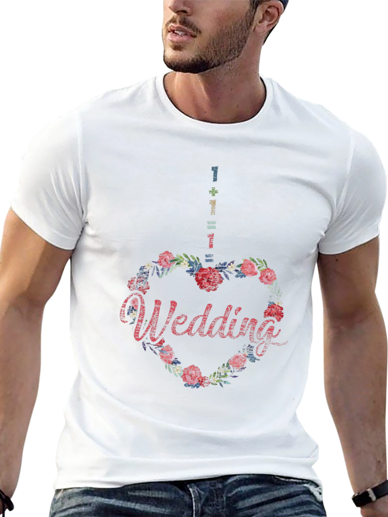Floral Heart Wedding T-Shirt - Unique Design