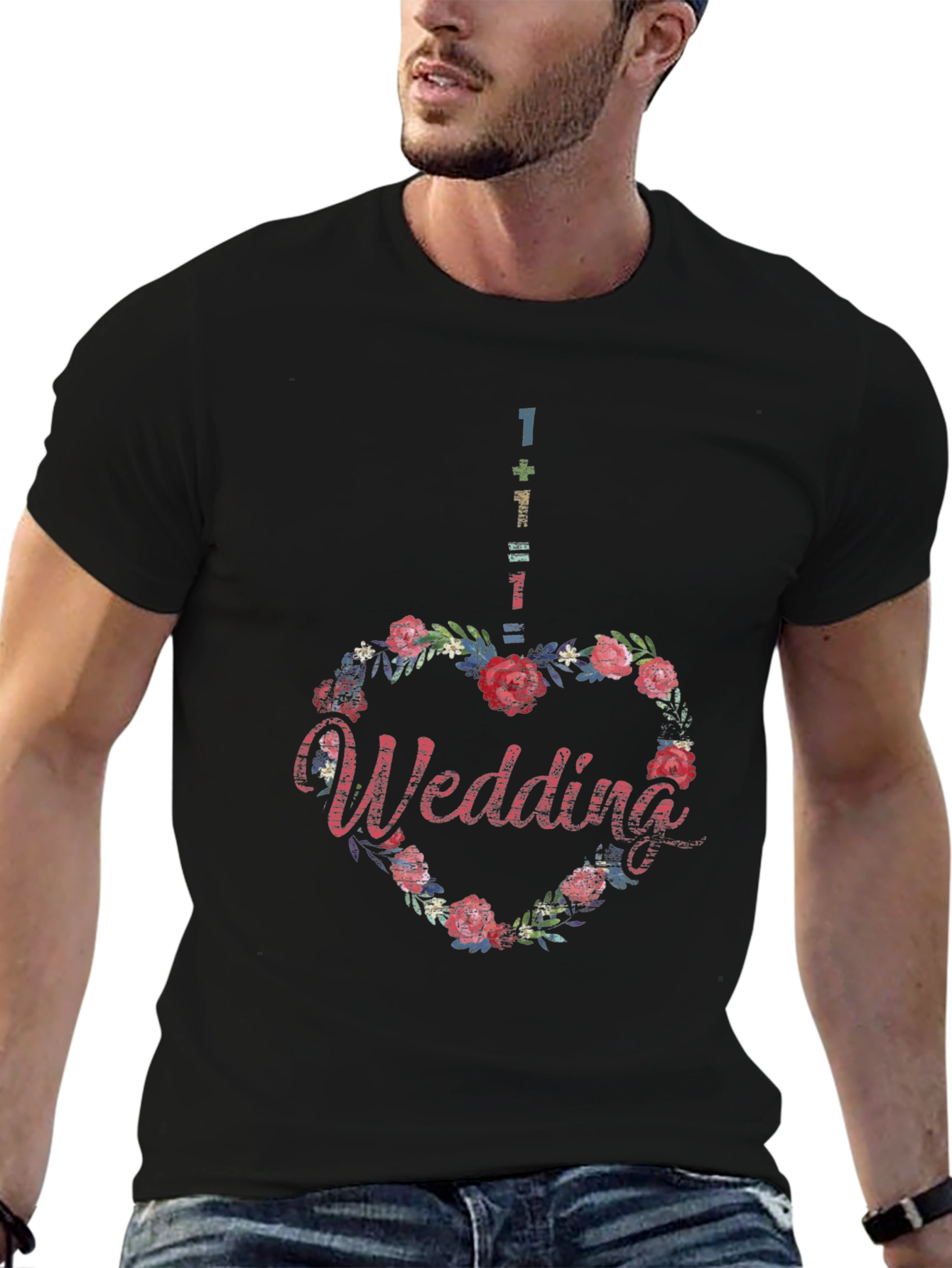 Floral Heart Wedding T-Shirt - Unique Design