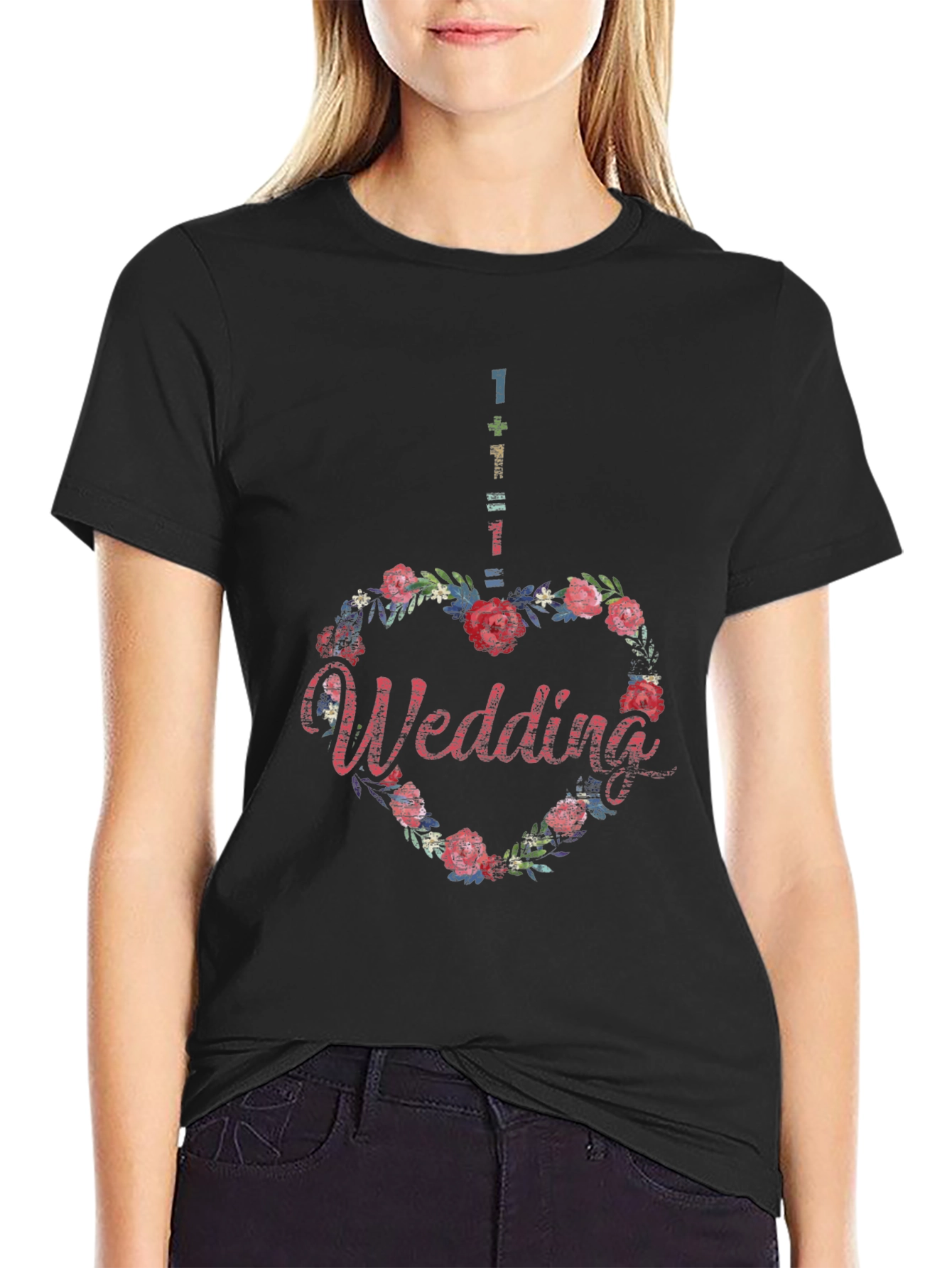 Floral Heart Wedding T-Shirt - Unique Design