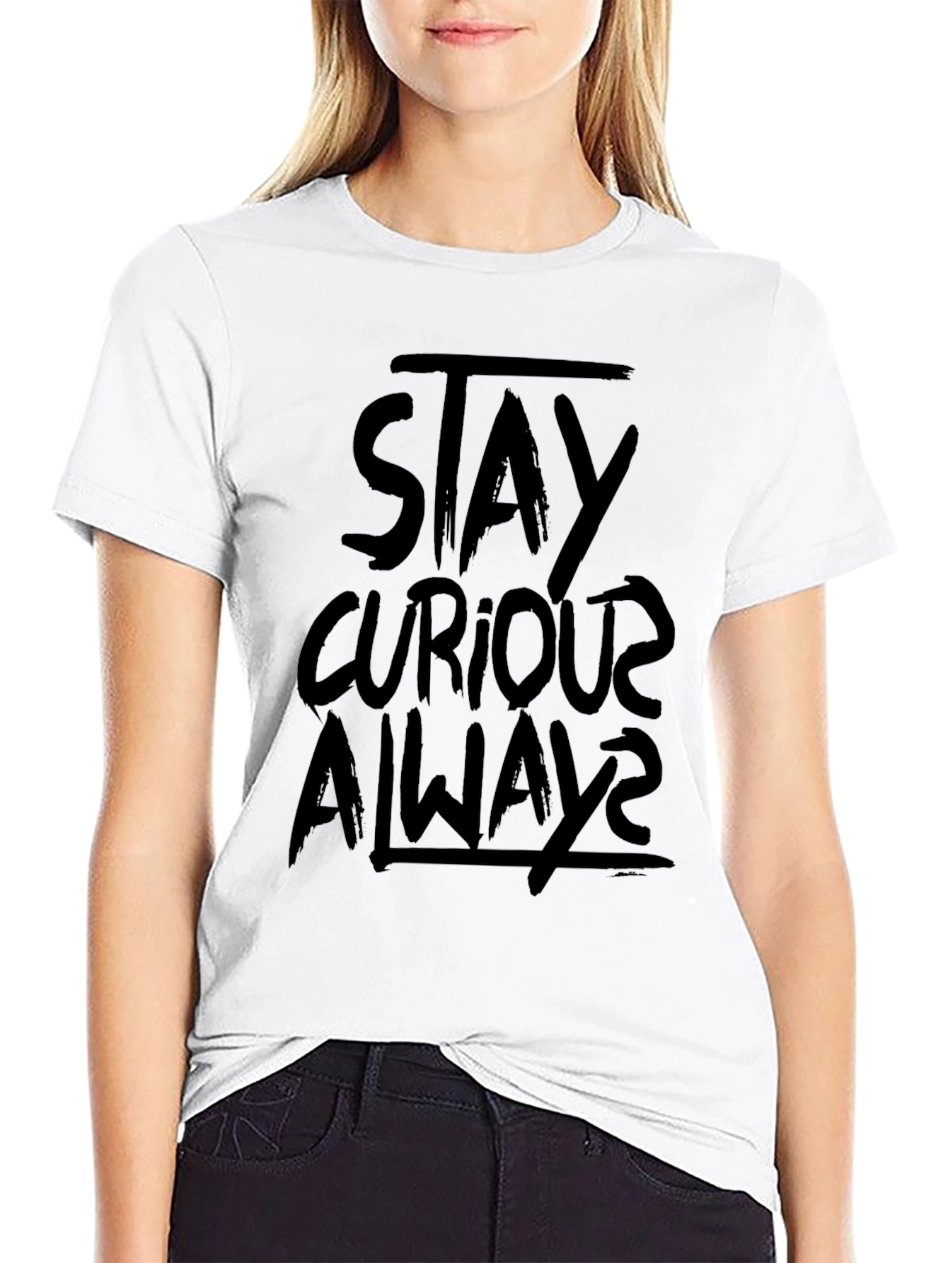 Stay Curious Always - Black Graphic Tee