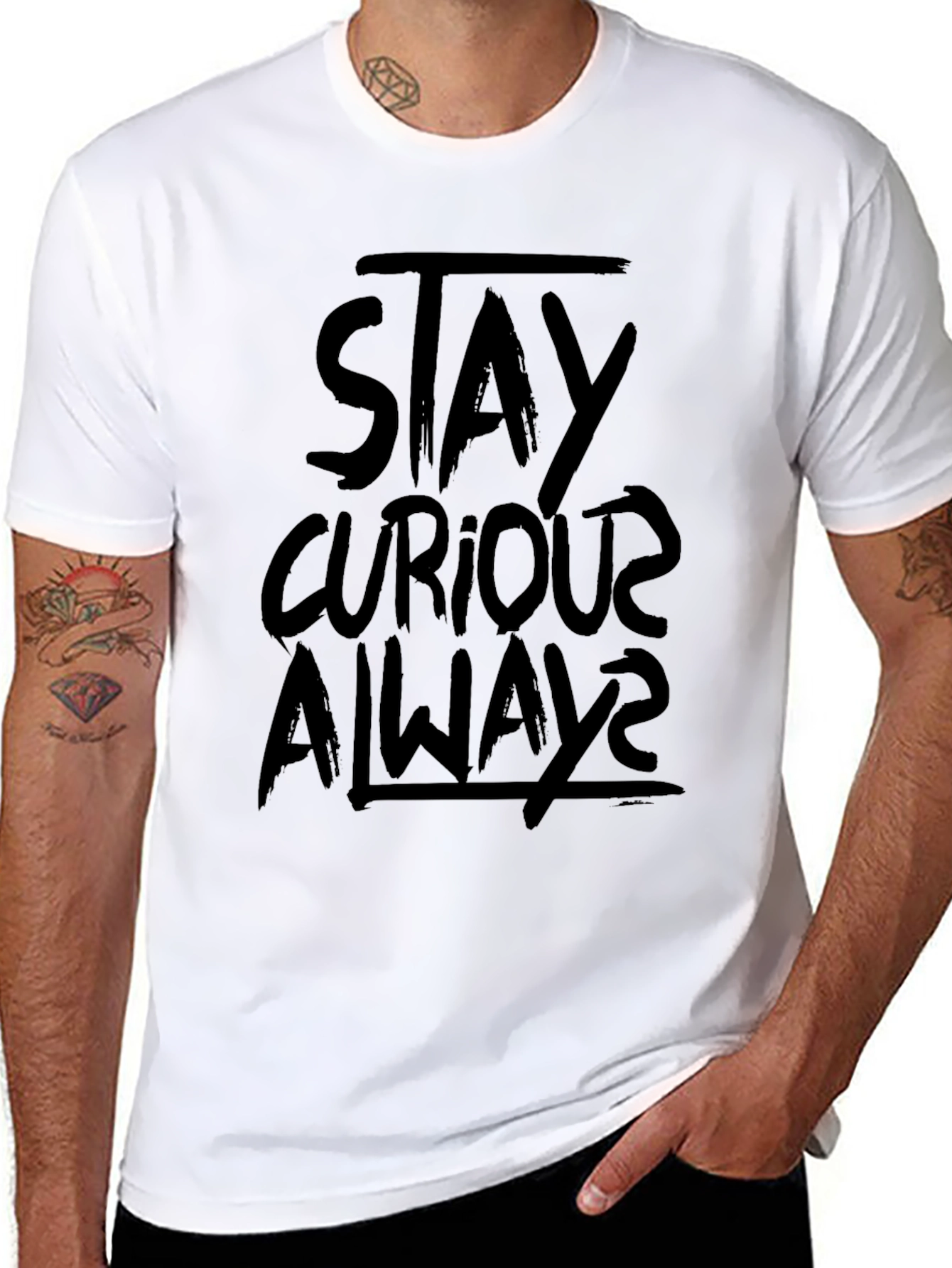 Stay Curious Always - Black Graphic Tee