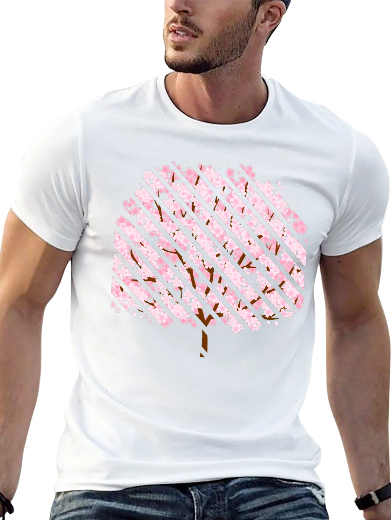 Sakura Tree Striped Graphic Tee