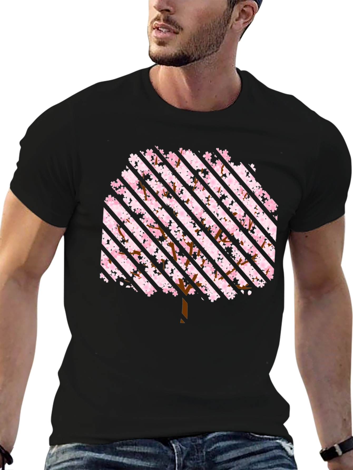 Sakura Tree Striped Graphic Tee