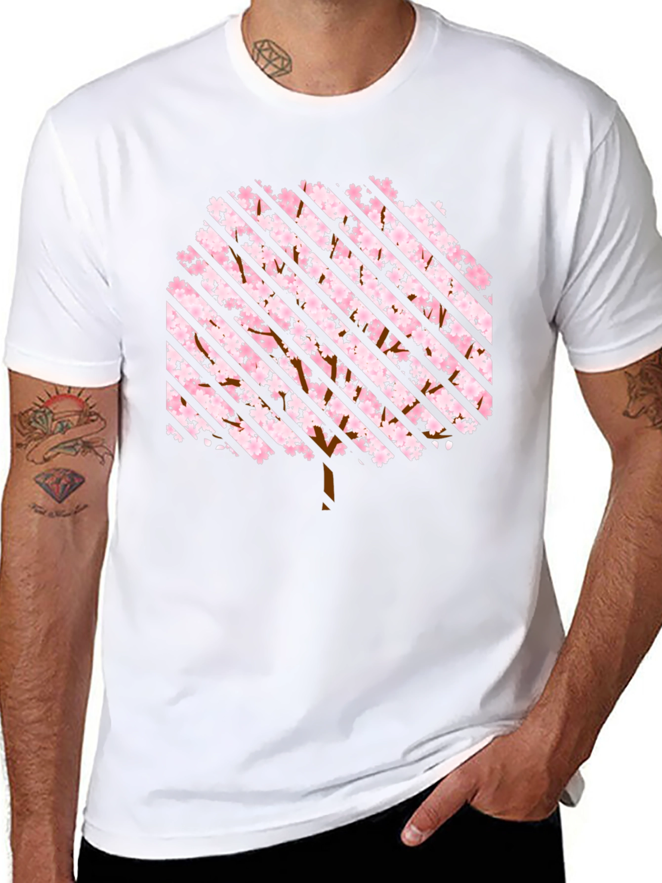 Sakura Tree Striped Graphic Tee