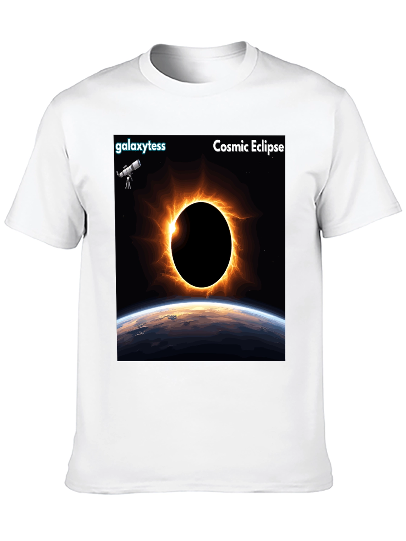Cosmic Eclipse Graphic Tee - Black Short Sleeve
