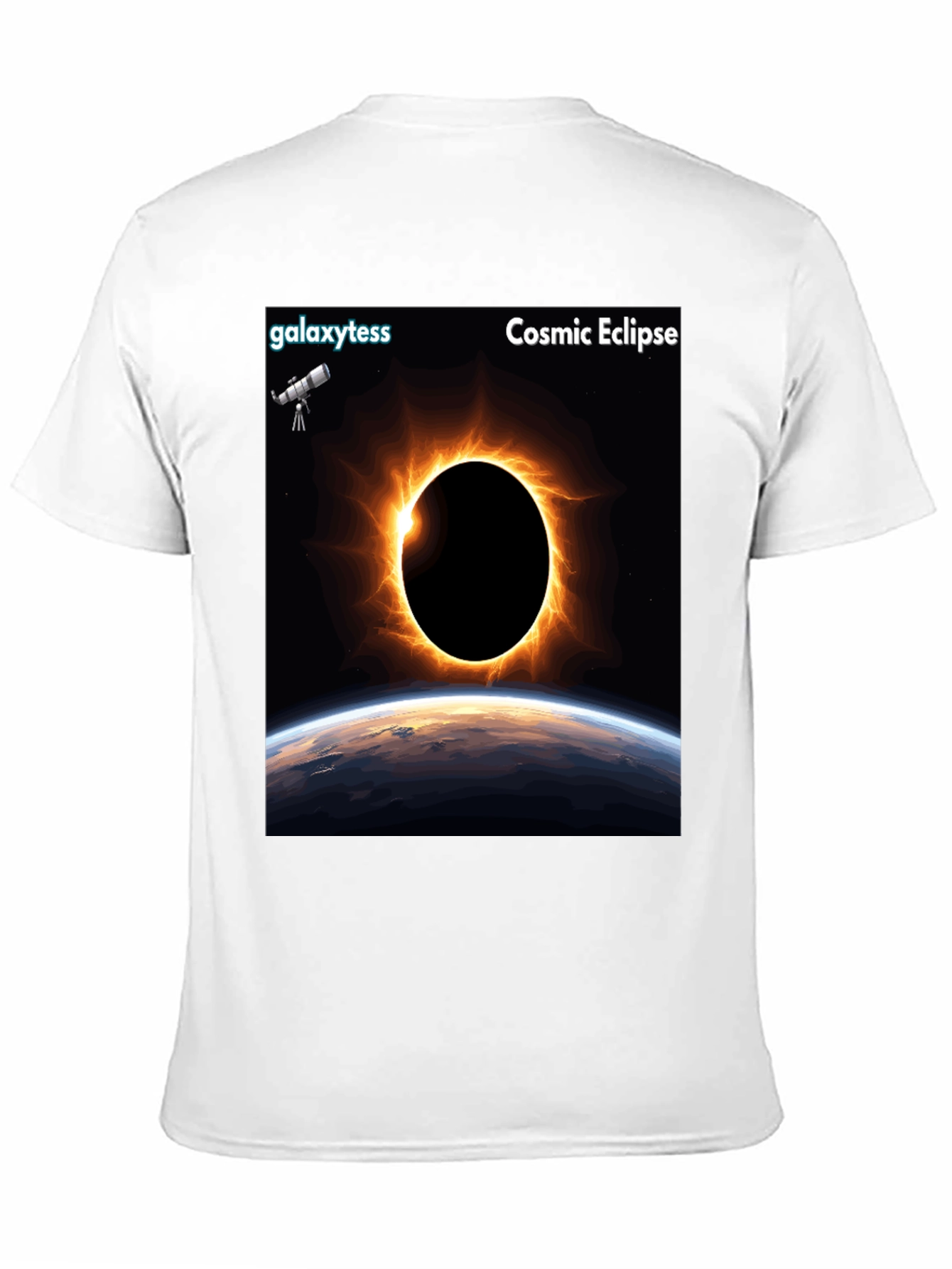 Cosmic Eclipse Graphic Tee - Black Short Sleeve