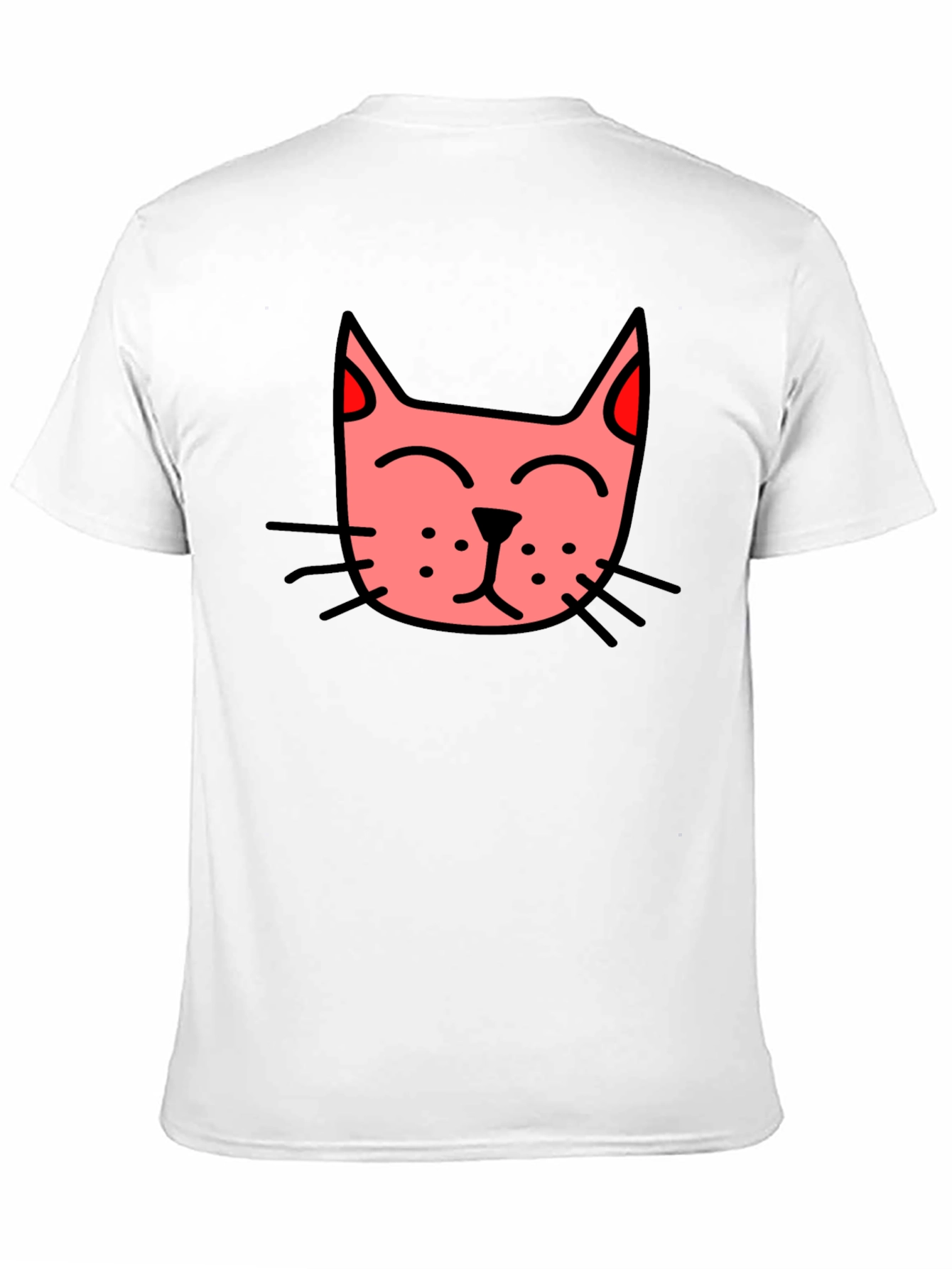 Mens Black T-Shirt with Pink Cat Graphic
