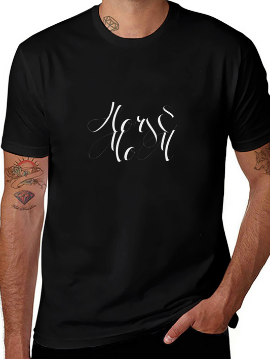 Elegant Black T-Shirt with Artistic White Print