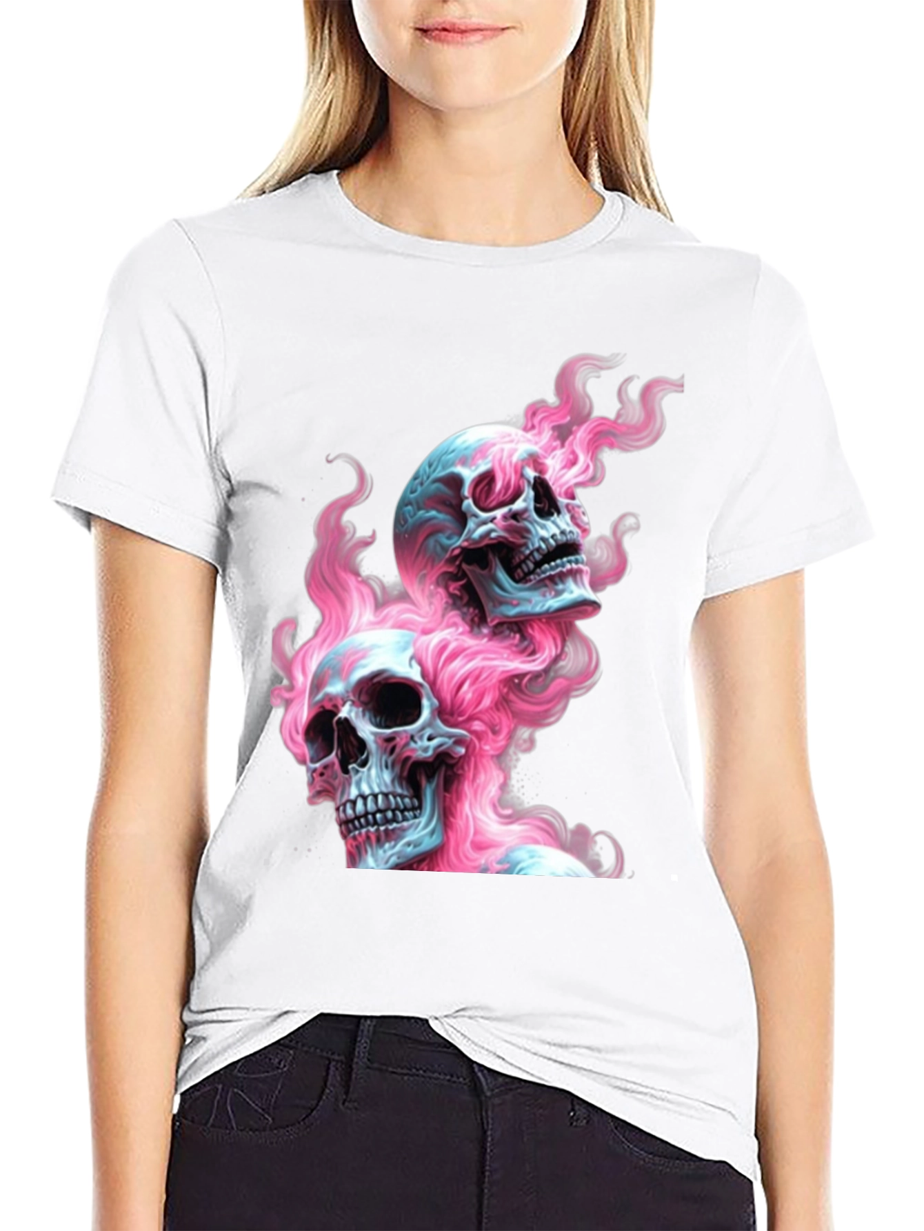 Skull Flames Graphic Tee - Edgy Fashion