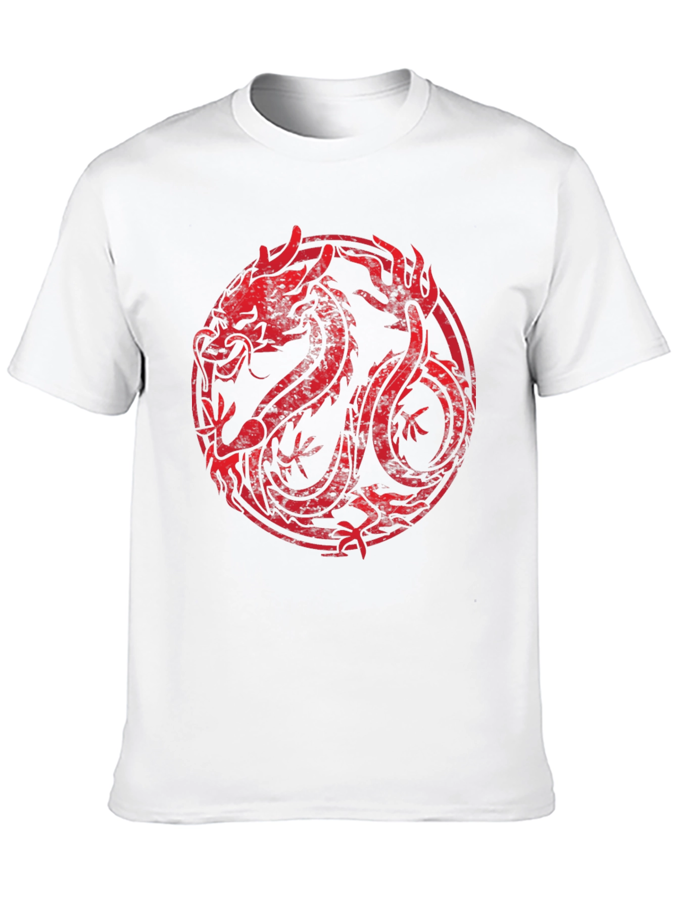 Red Dragon Circle Graphic Black T-Shirt