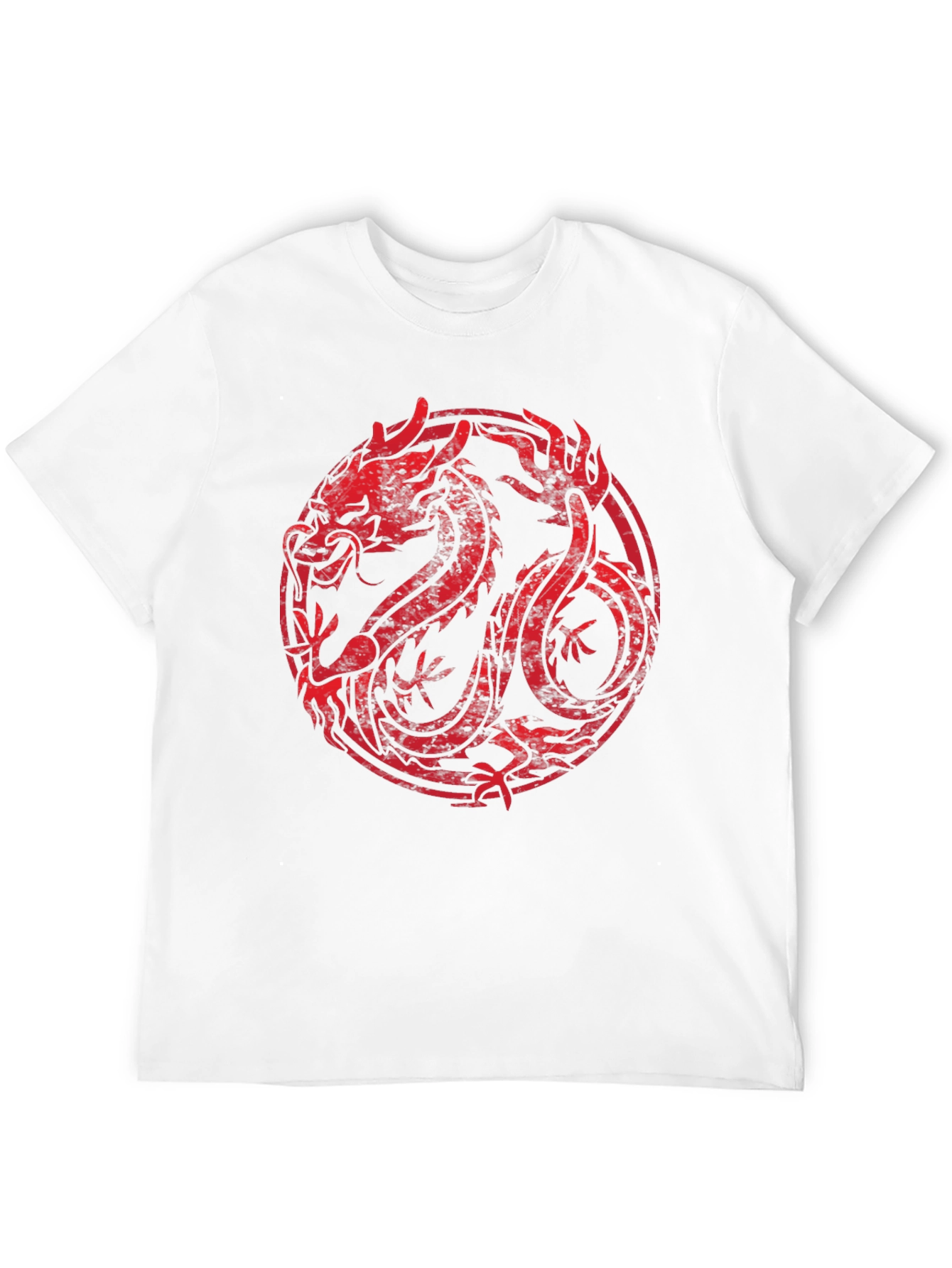 Red Dragon Circle Graphic Black T-Shirt