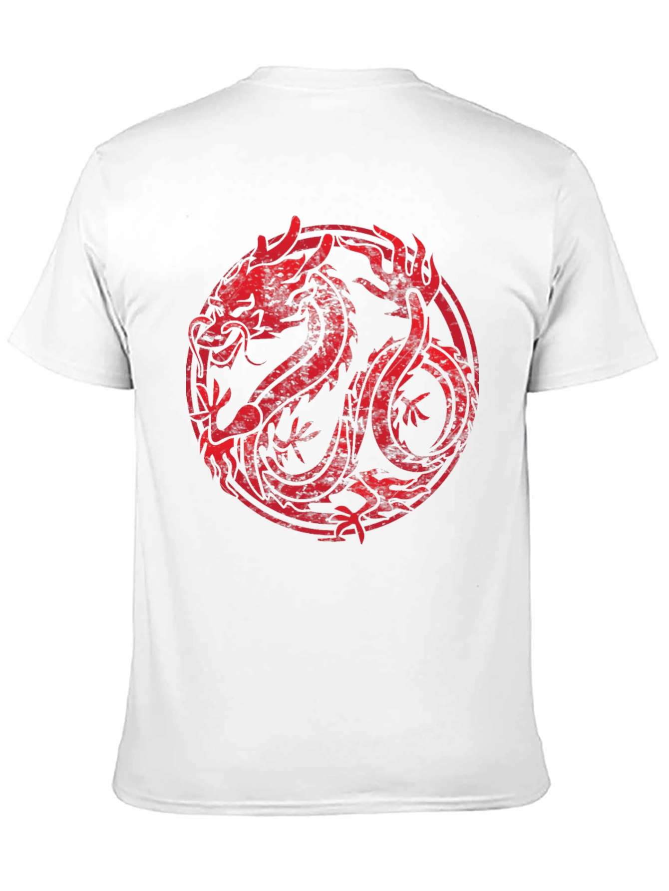 Red Dragon Circle Graphic Black T-Shirt