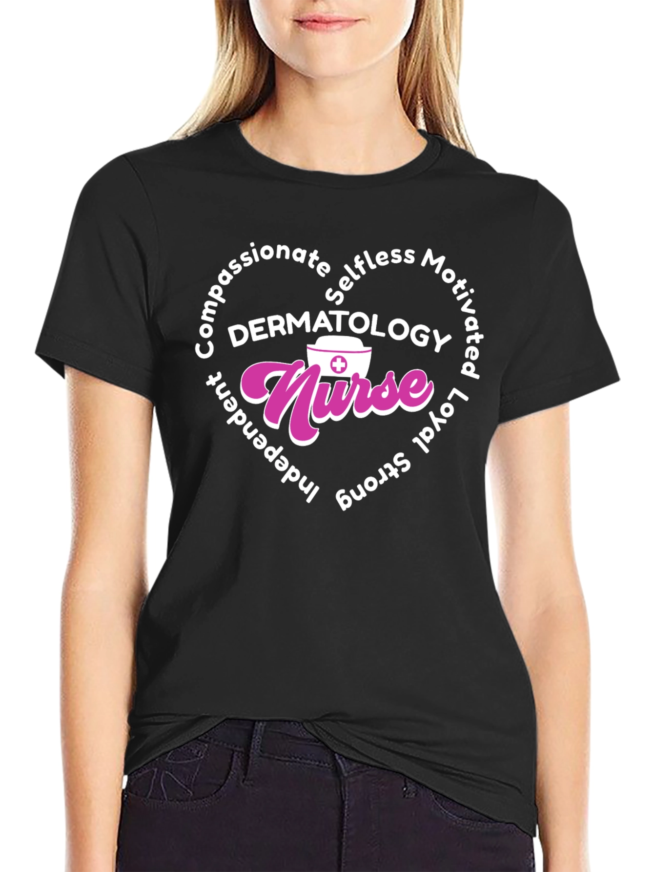 Dermatology Nurse Heart Graphic T-Shirt