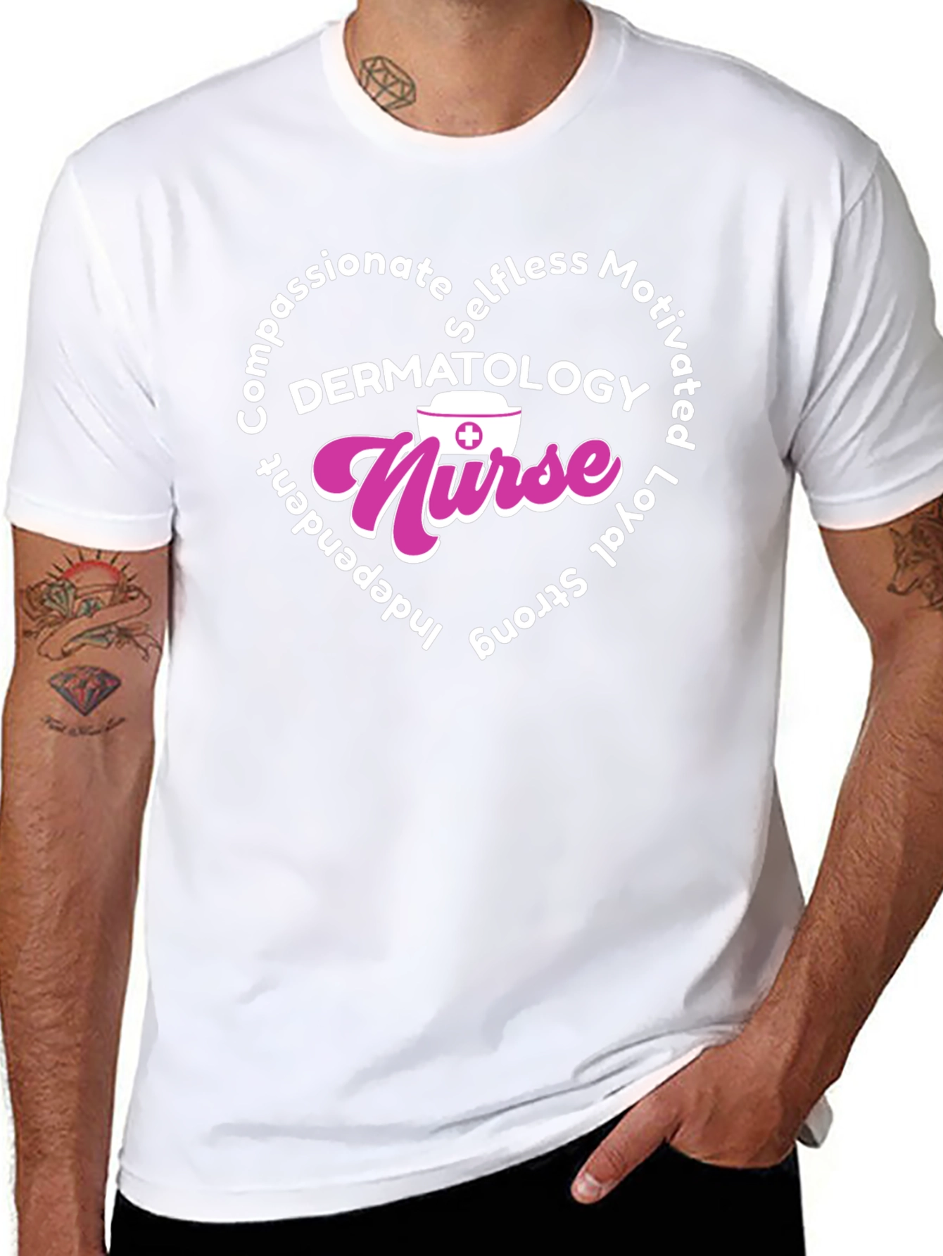 Dermatology Nurse Heart Graphic T-Shirt