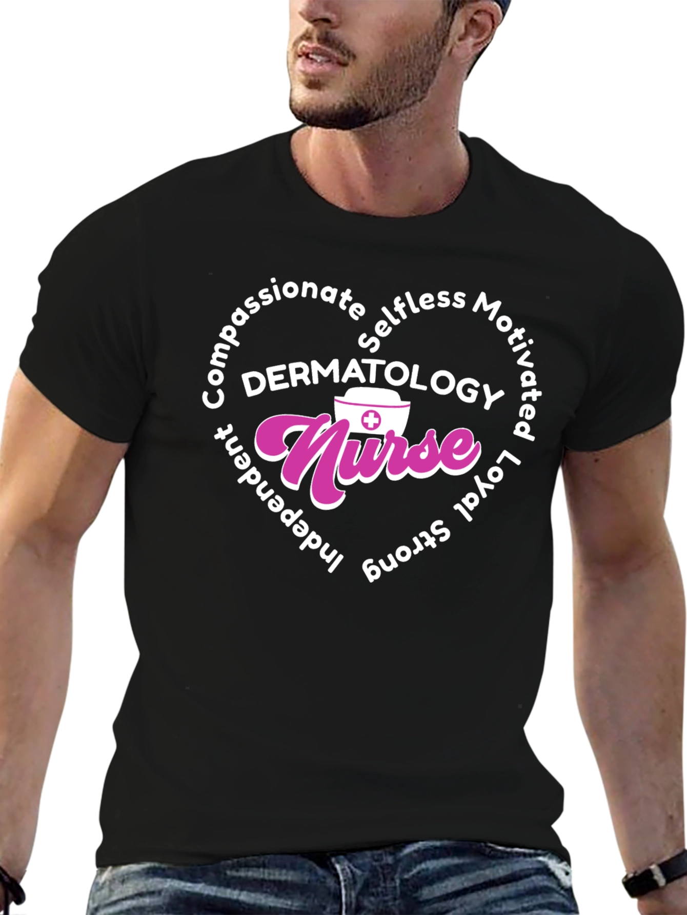 Dermatology Nurse Heart Graphic T-Shirt