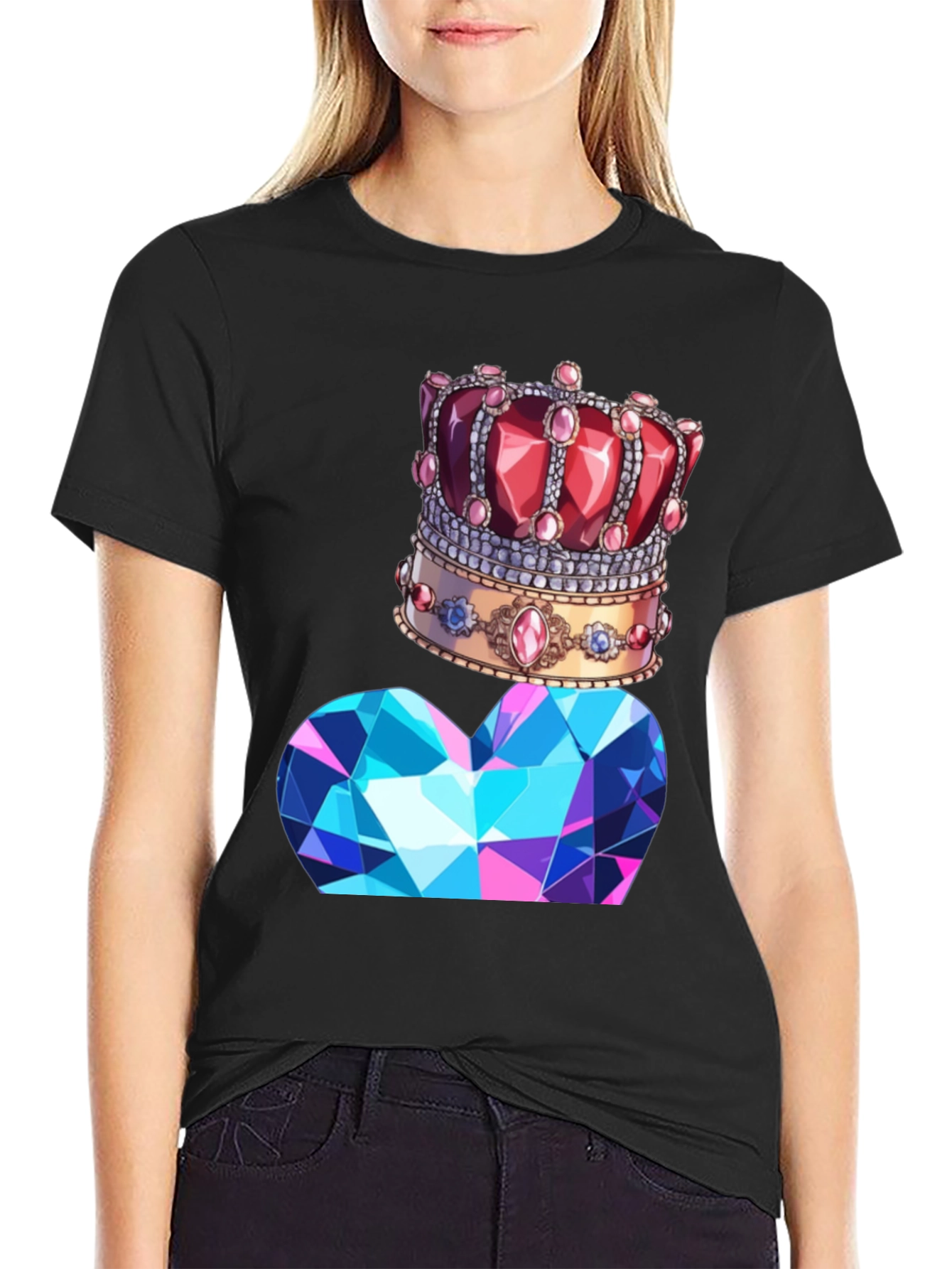 Crown & Diamond T-Shirt - Stylish Graphic Tee