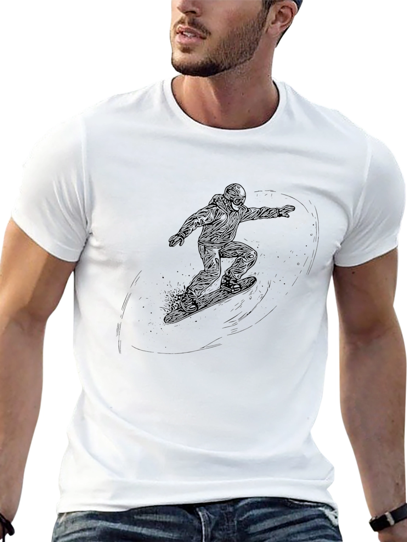 Black Snowboarder Graphic T-Shirt - Mens