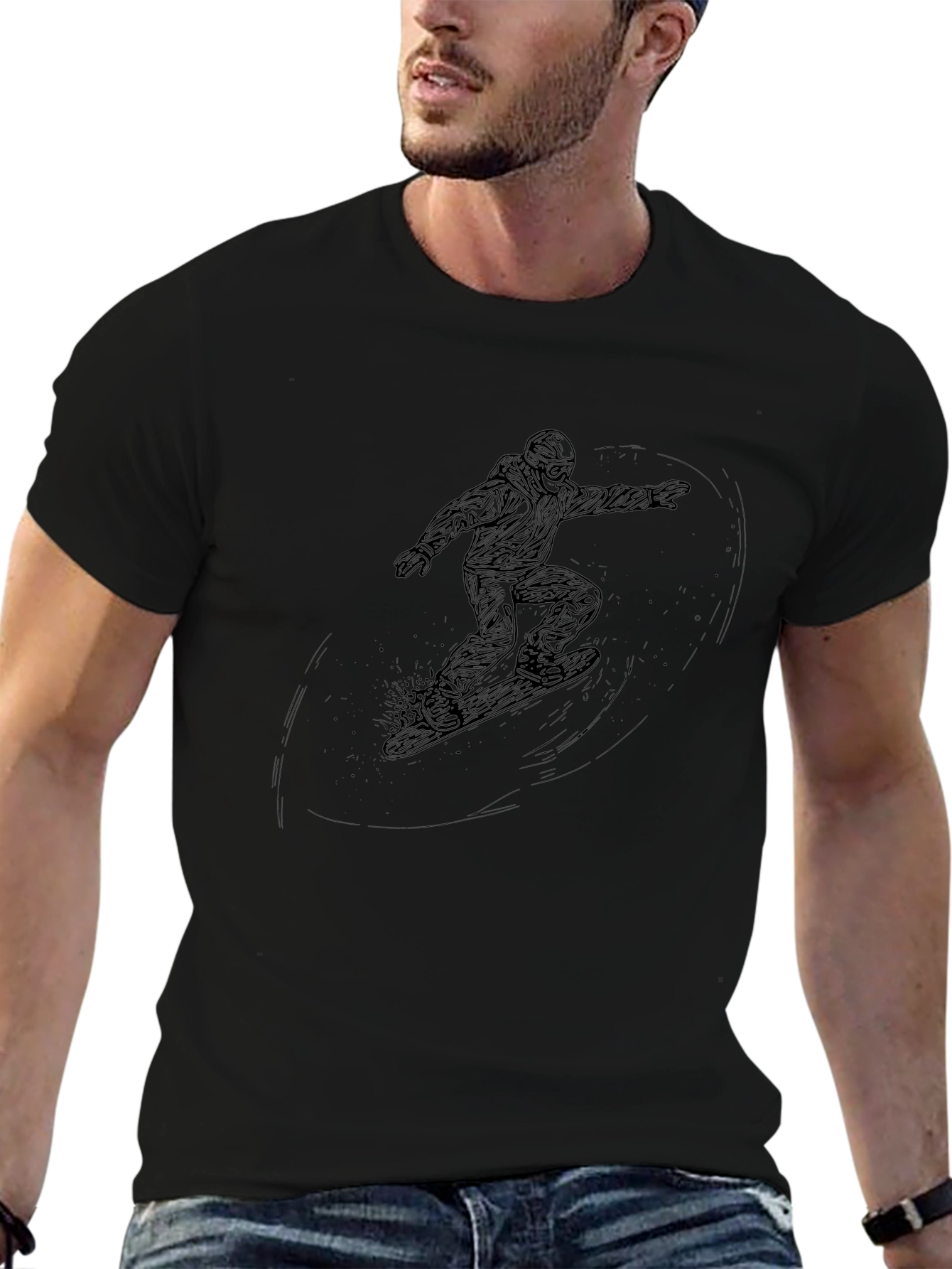 Black Snowboarder Graphic T-Shirt - Mens