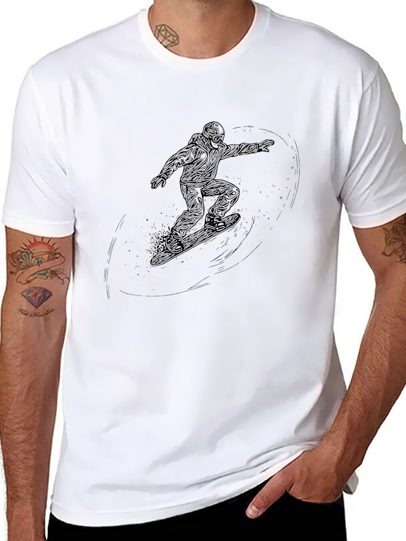 Black Snowboarder Graphic T-Shirt - Mens