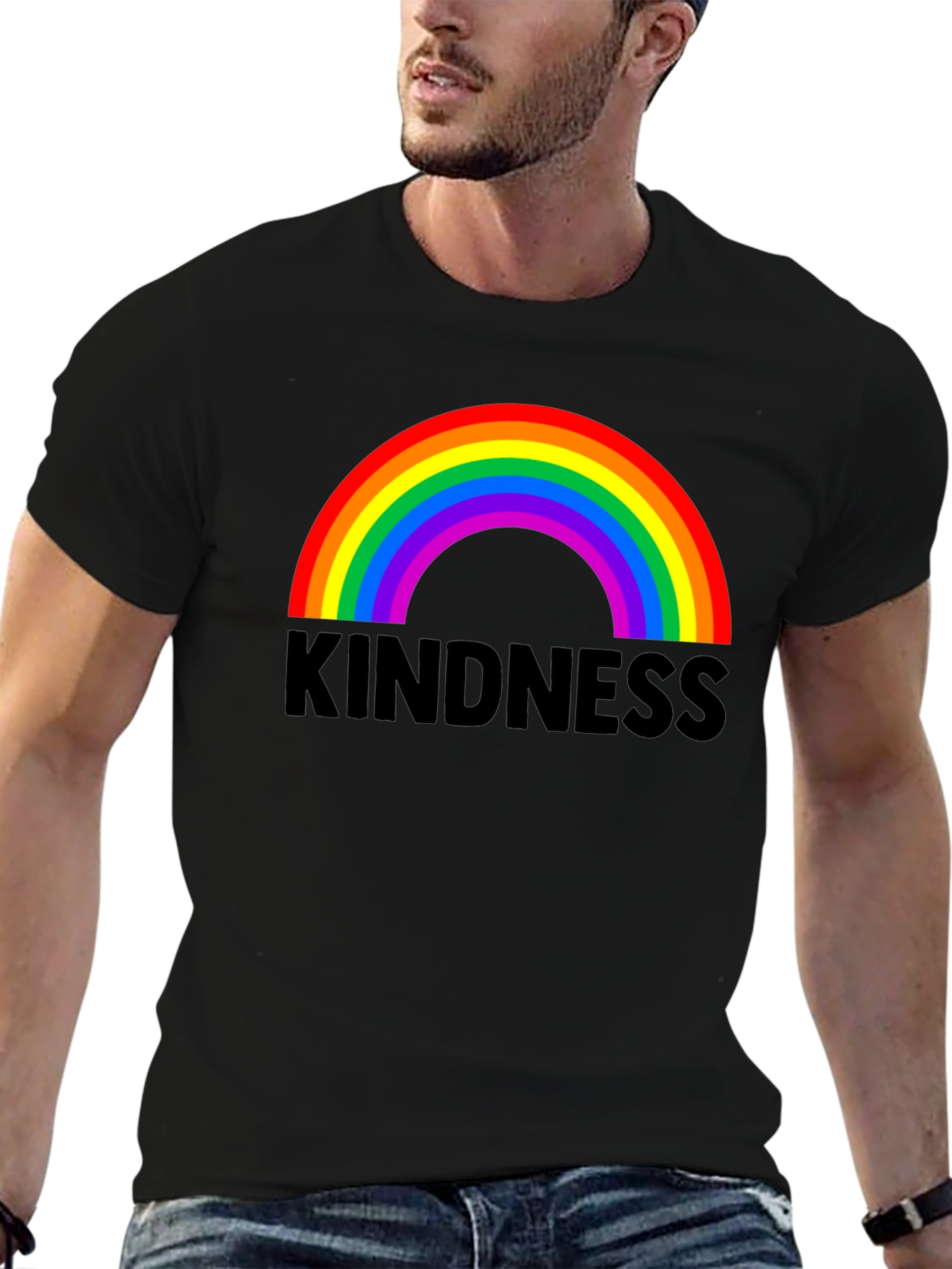 Kindness Rainbow Graphic Tee - Black
