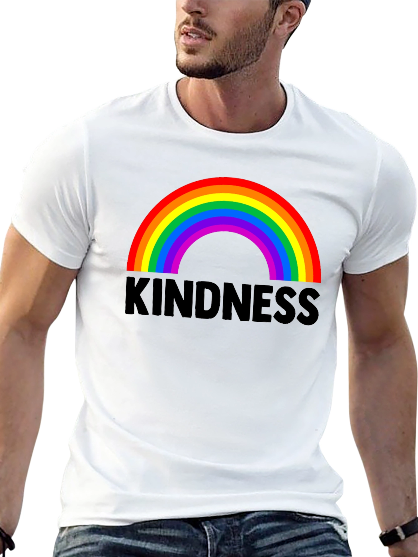 Kindness Rainbow Graphic Tee - Black