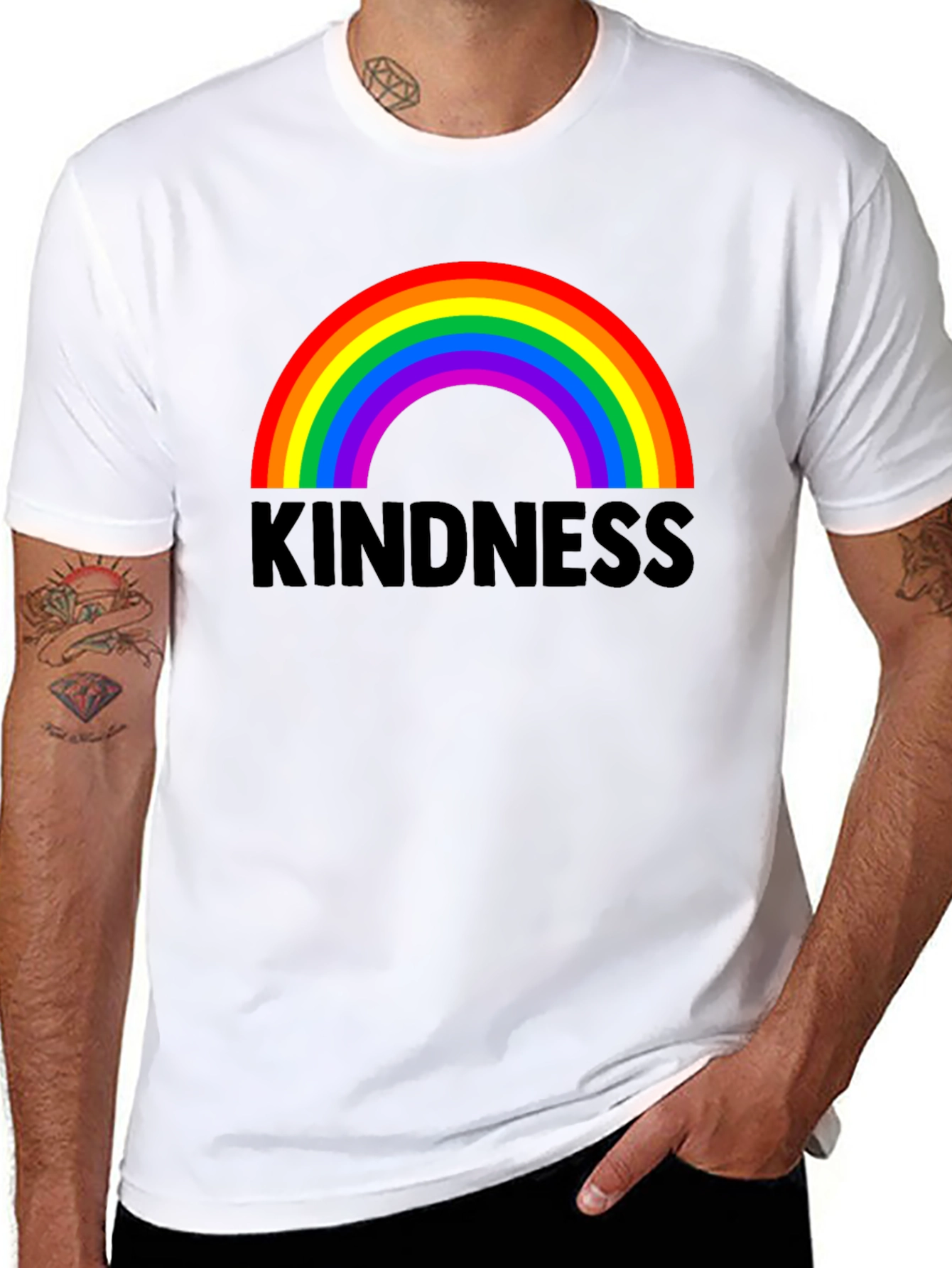 Kindness Rainbow Graphic Tee - Black