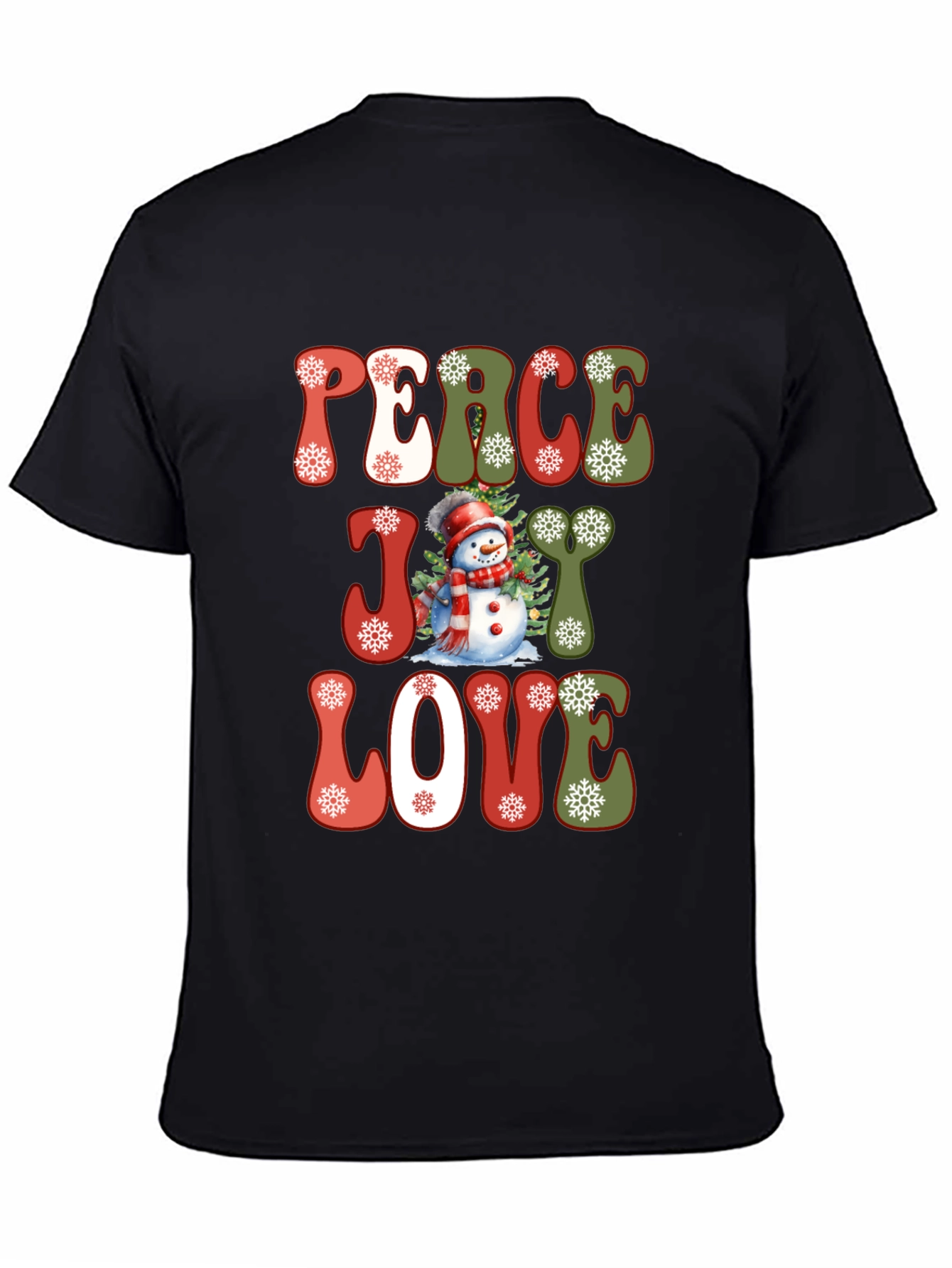 Peace Joy Love Snowman Christmas T-Shirt