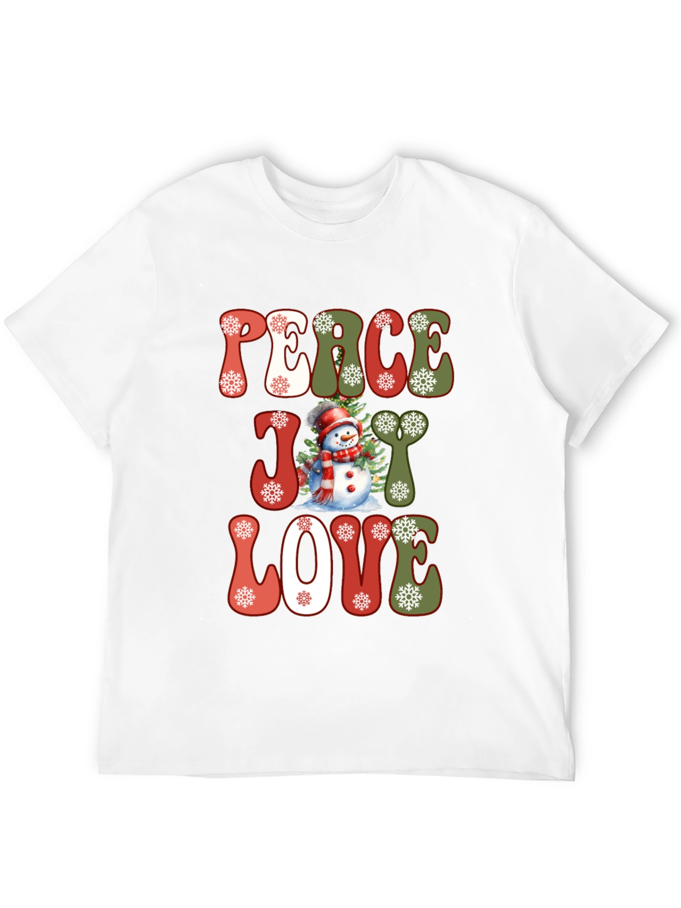 Peace Joy Love Snowman Christmas T-Shirt