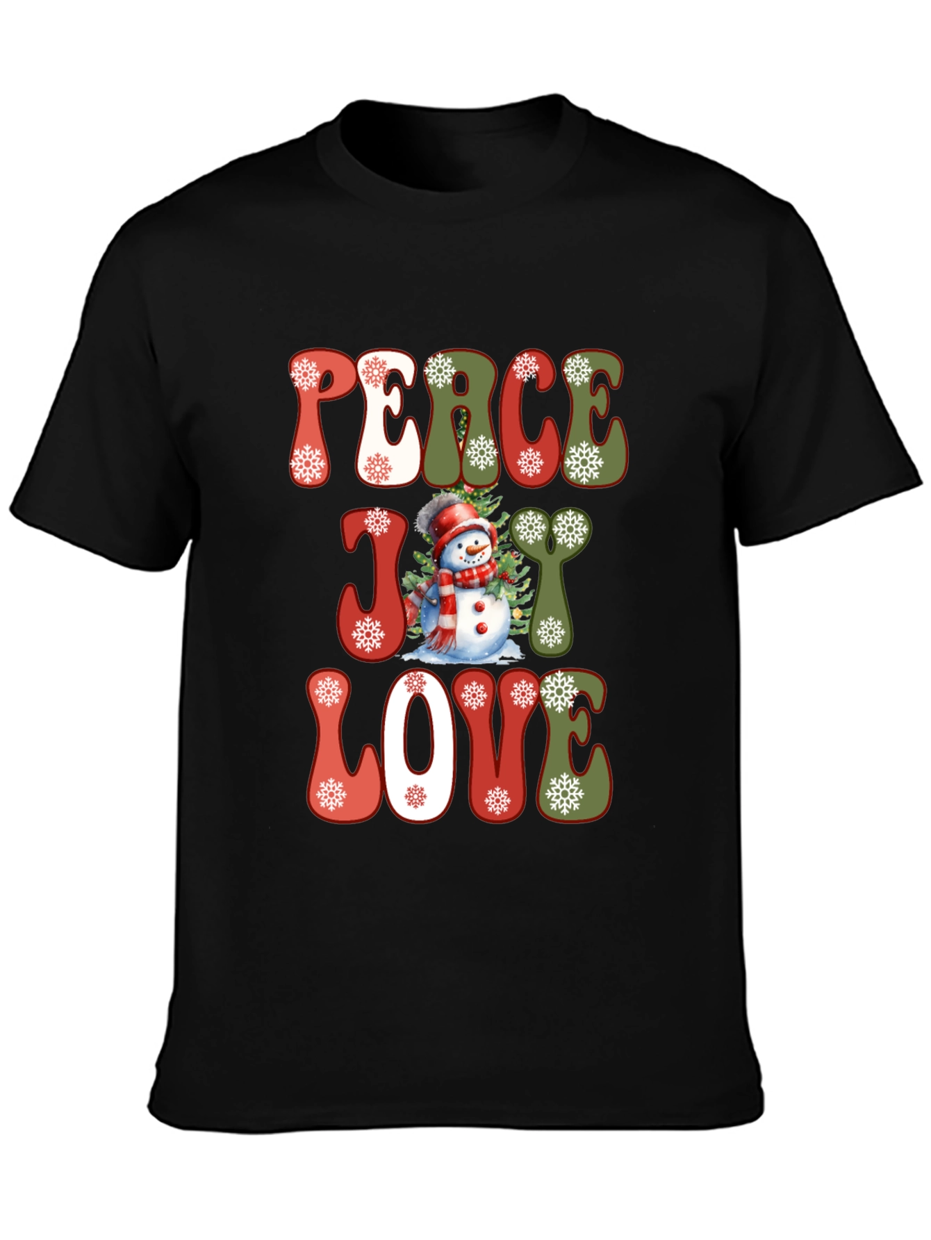 Peace Joy Love Snowman Christmas T-Shirt