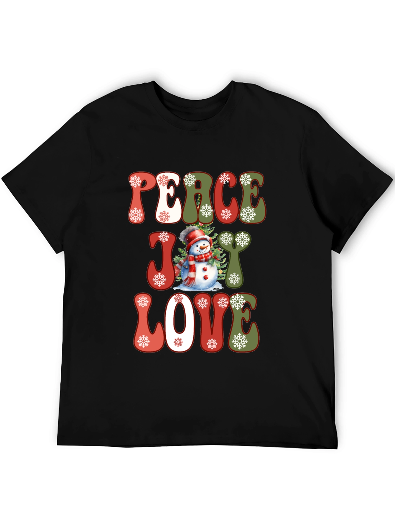 Peace Joy Love Snowman Christmas T-Shirt