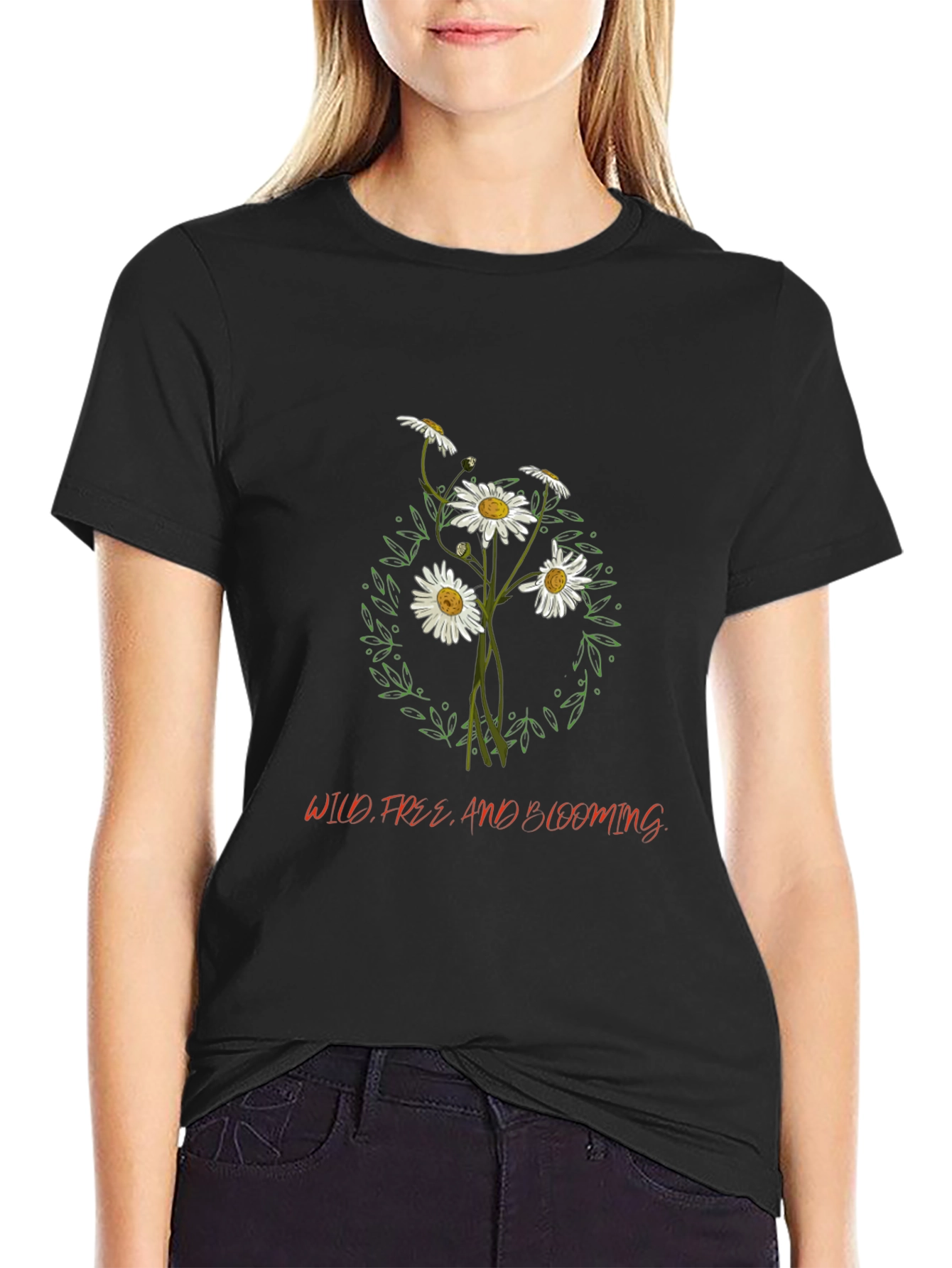 Wild Free & Blooming Graphic Tee - Black