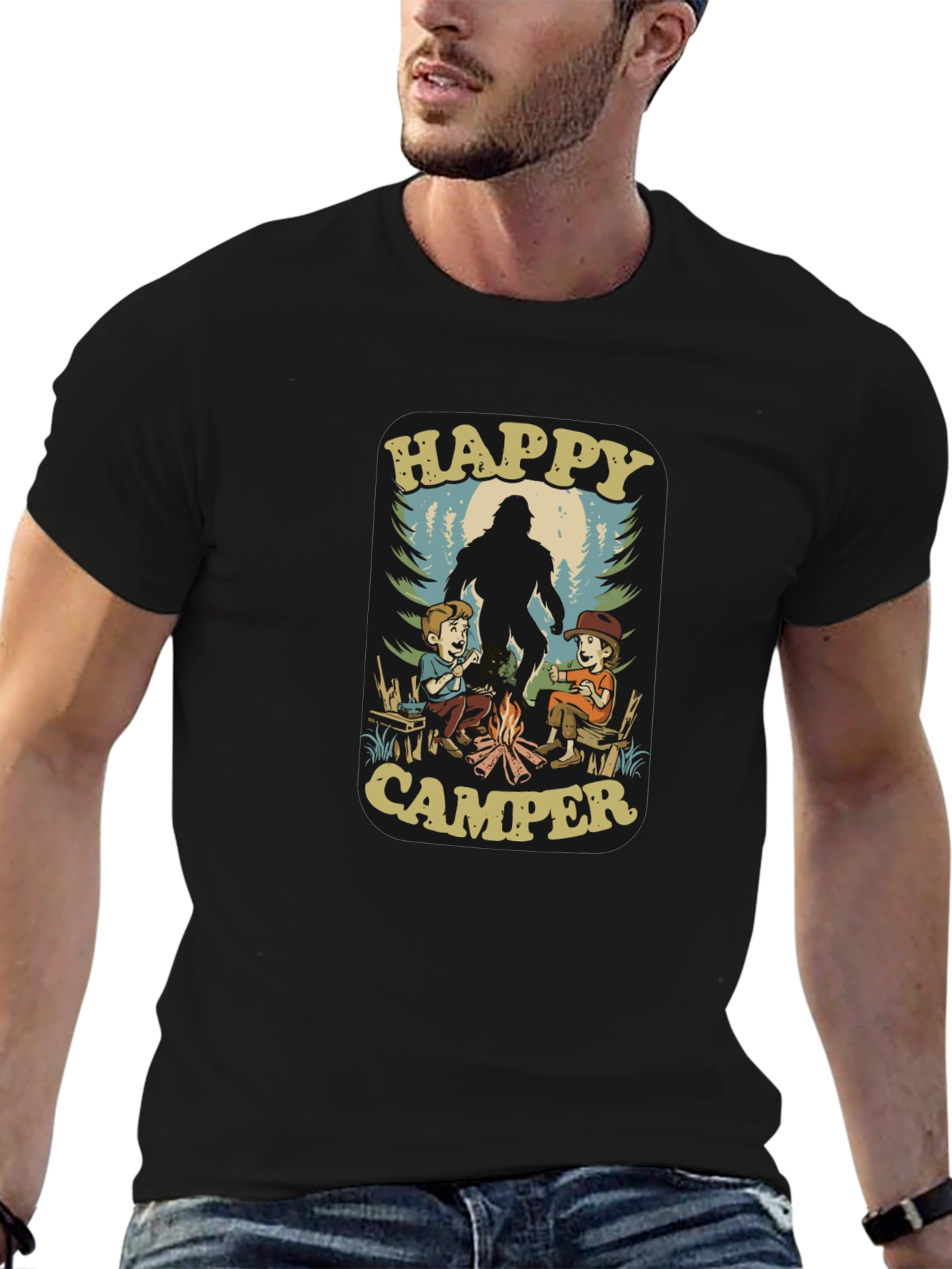 Happy Camper Bigfoot T-Shirt - Black