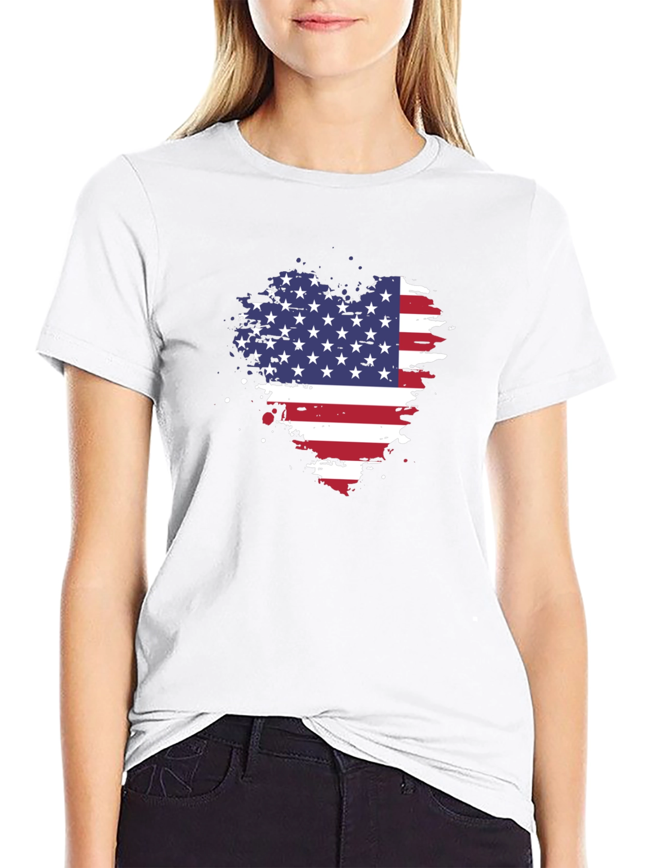 USA Flag Heart T-Shirt Patriotic