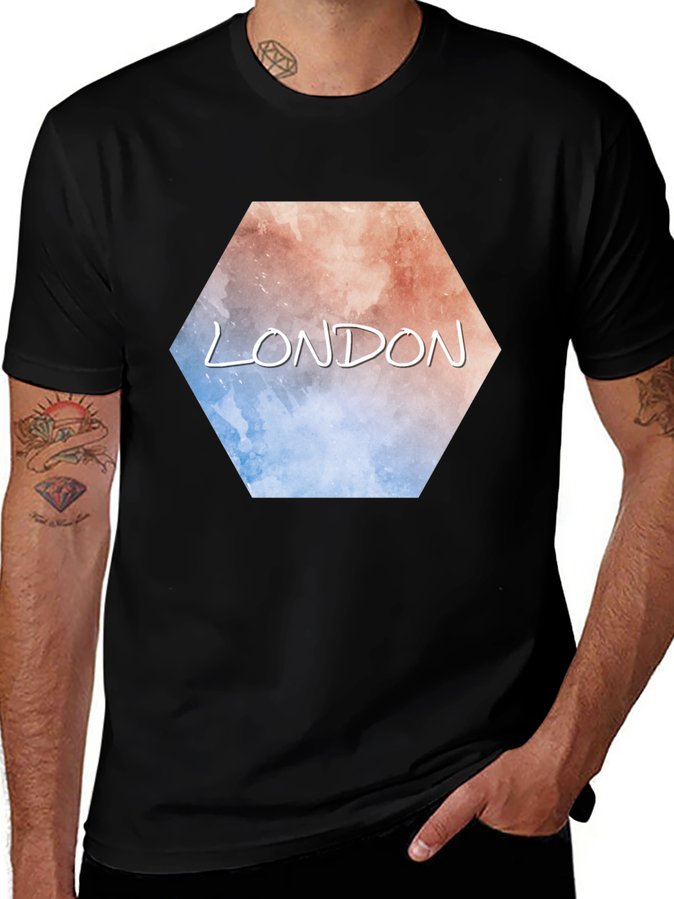 London Hexagon Graphic Black T-Shirt