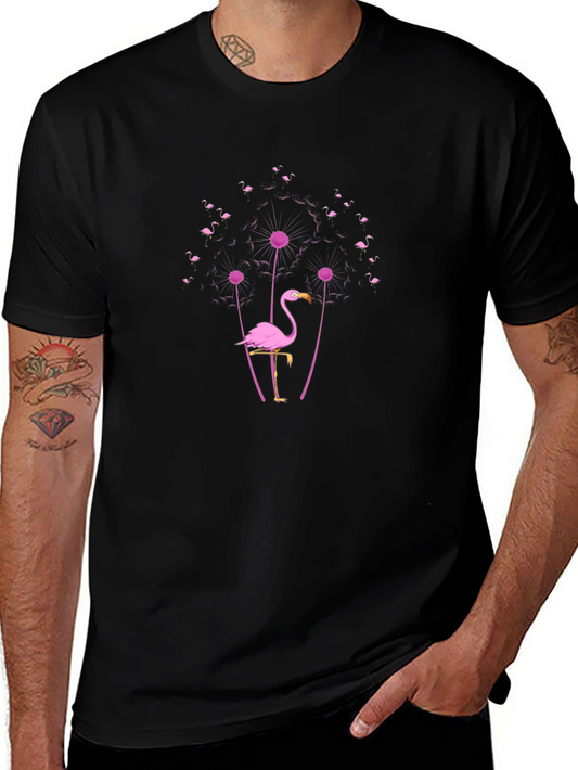 Flamingo Dandelion Graphic T-Shirt