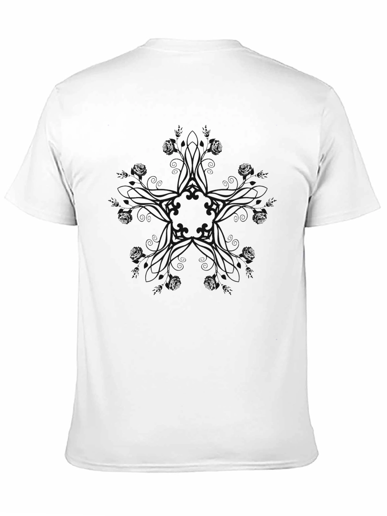 Abstract Floral Pattern Mens Black T-Shirt